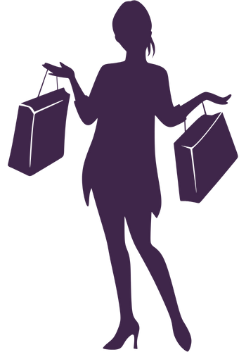 Grafik einer Frau mit Shopping-Tüten in der Hand