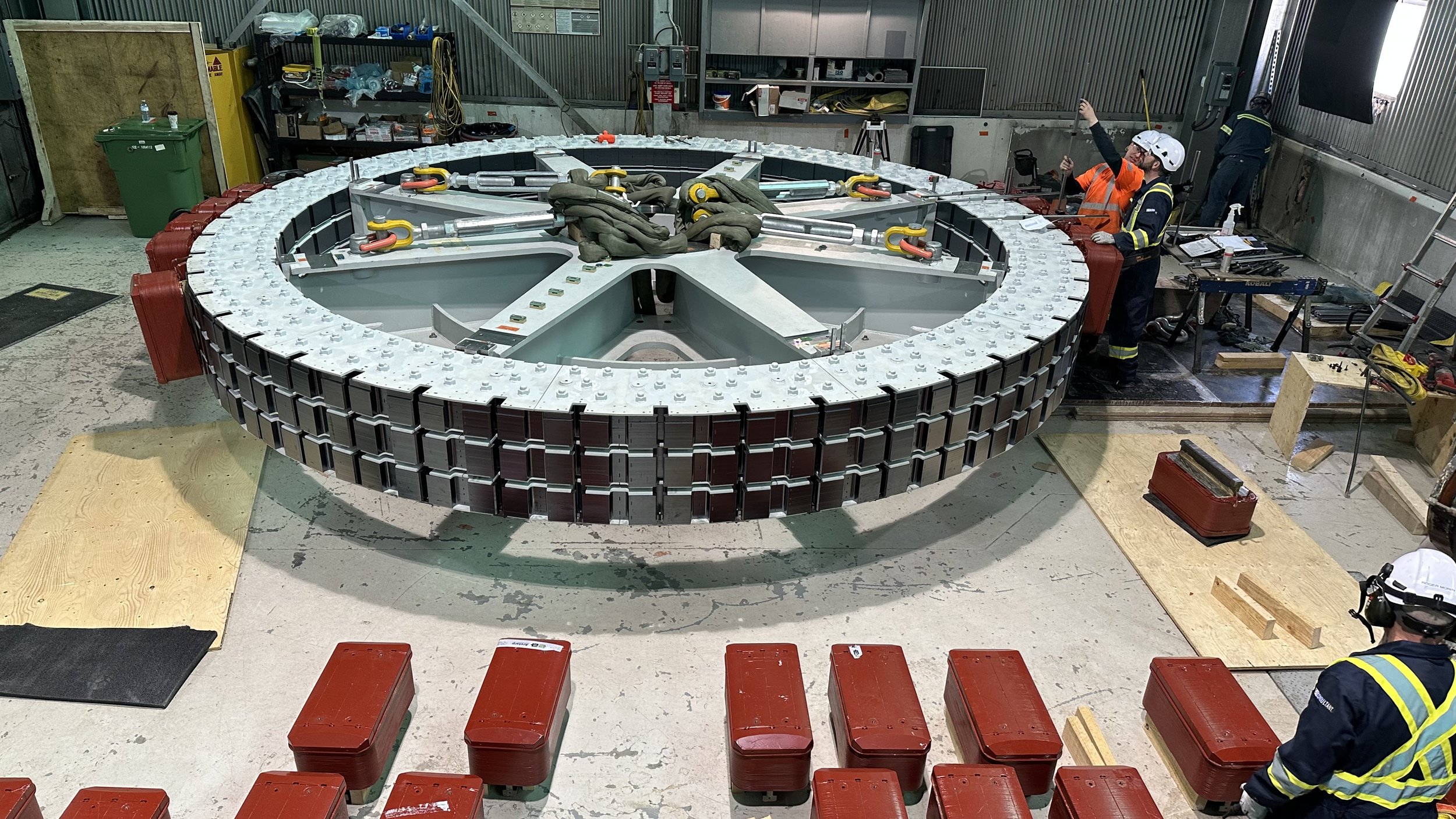 Assembly of the rotor, a key component in a hydro unit, occurred in the first quarter of 2023-24