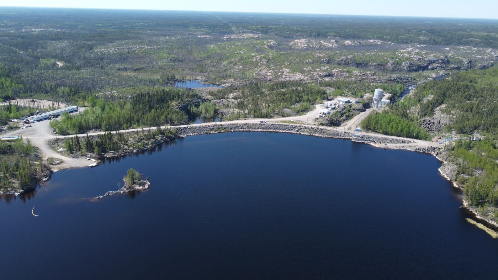 The new camp for those who will be working on the overhaul can be seen on the left side of this photo. The number of workers required to complete the overhaul exceeds the capacity of the former camp. The Taltson hydro unit can be seen in the