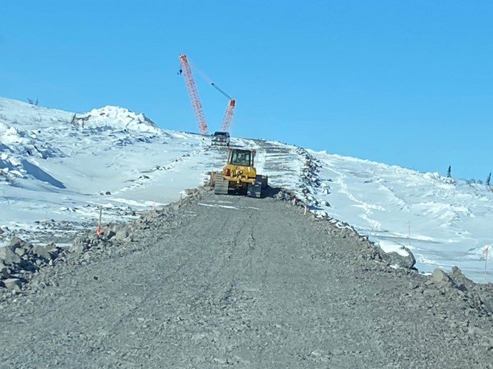 Construction of the access road to the Inuvik High Point Wind site continued throughout the winter of 2022/23 and into the spring