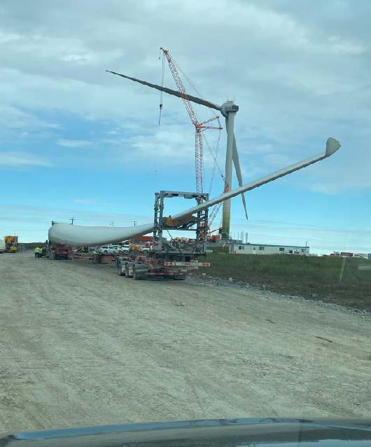 The third turbine blade awaits installation