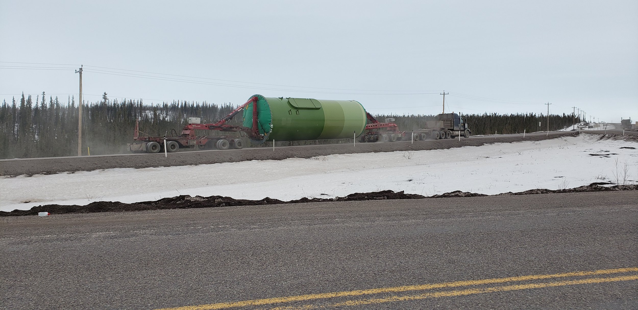 Starting on May 6, 2023, major components that had been in storage were transferred to the Inuvik Wind site