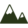 Silhouette of two mountain peaks against a plain background.