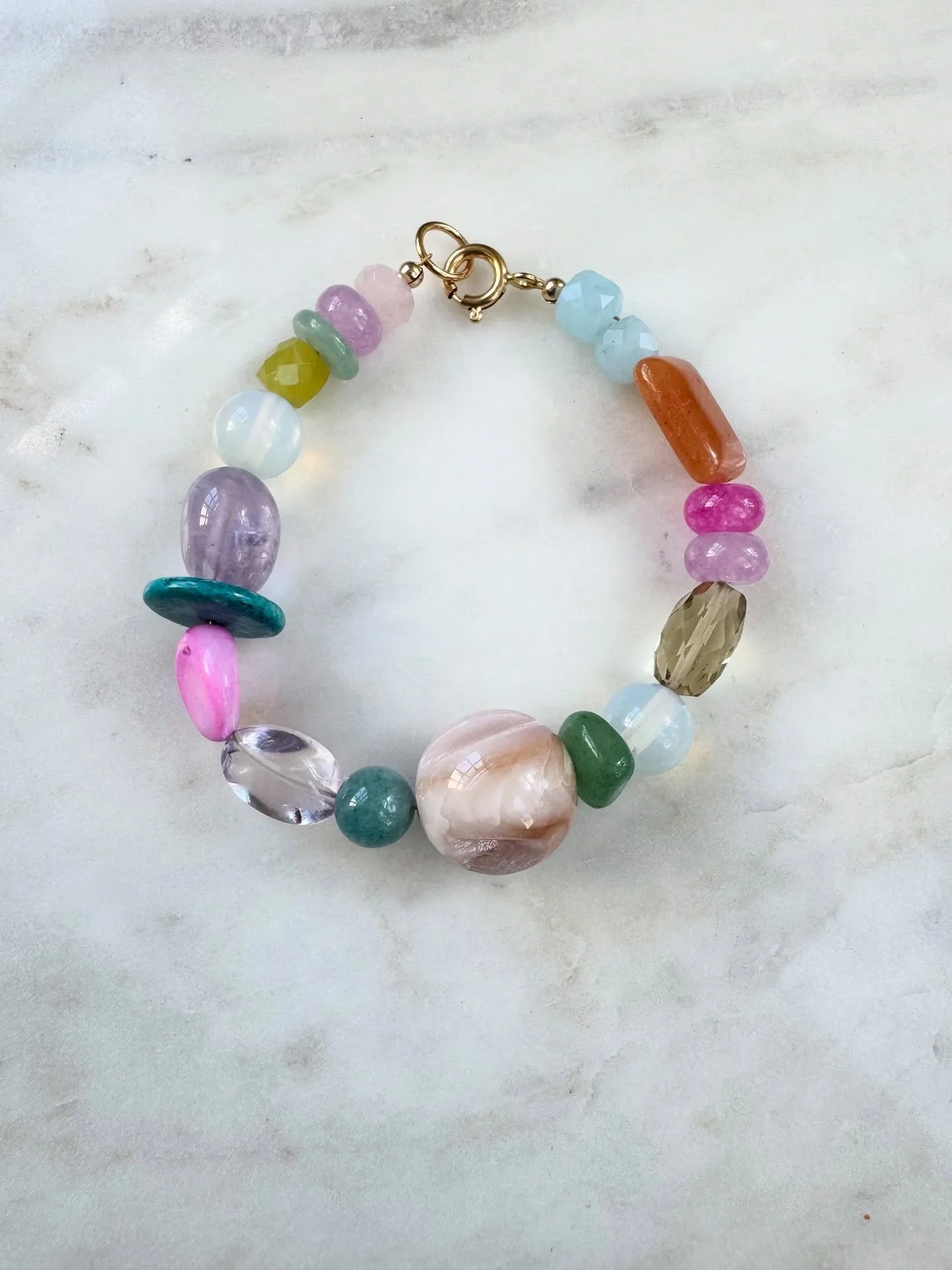 The Back to School Bracelet! Inspired by all those adorable little beaded projects that come home with your kids, (&mdash;&gt; swipe to see my inspo!) except C St&rsquo;s version is made with all semi precious stones and gold filled finishes. Wishing