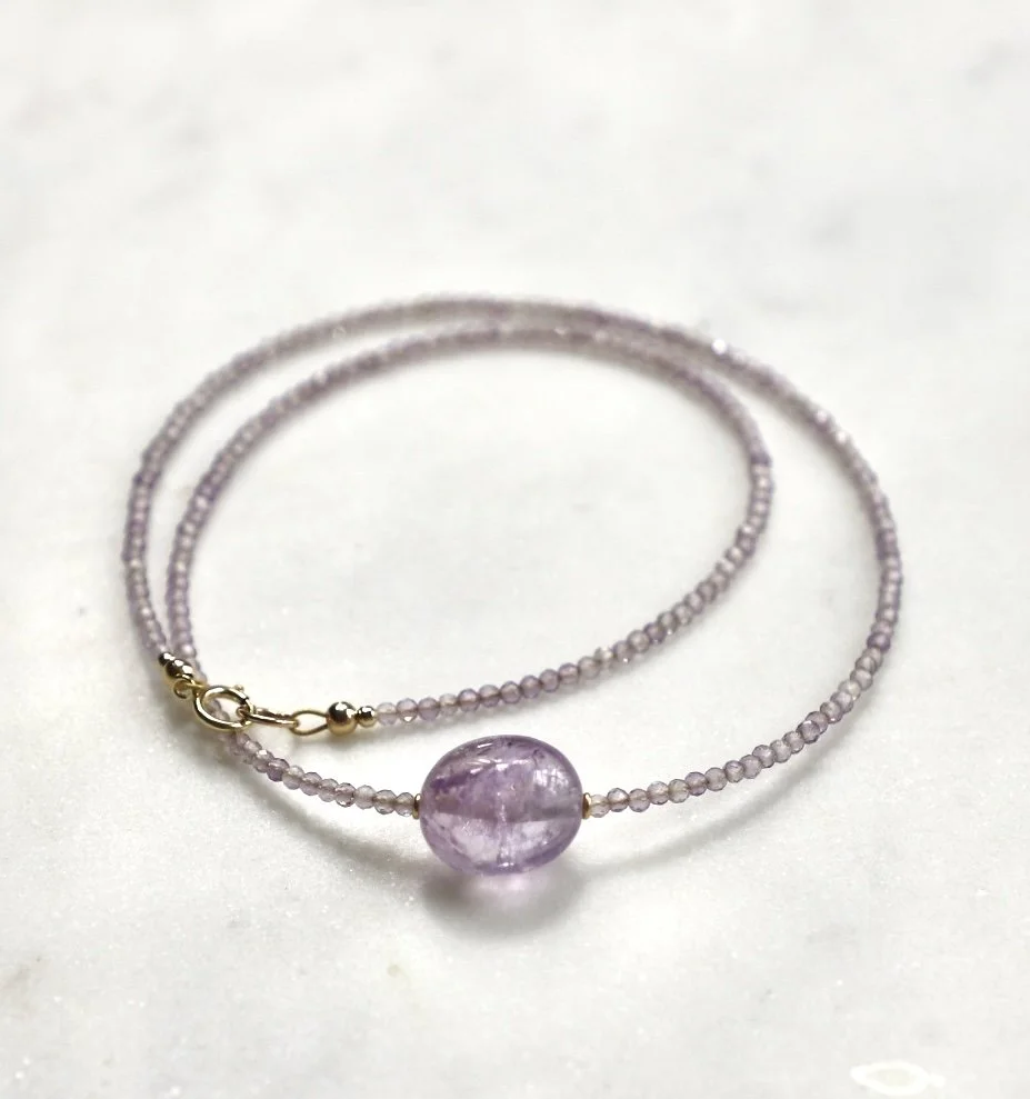 Amethyst Jelly Bean Necklace