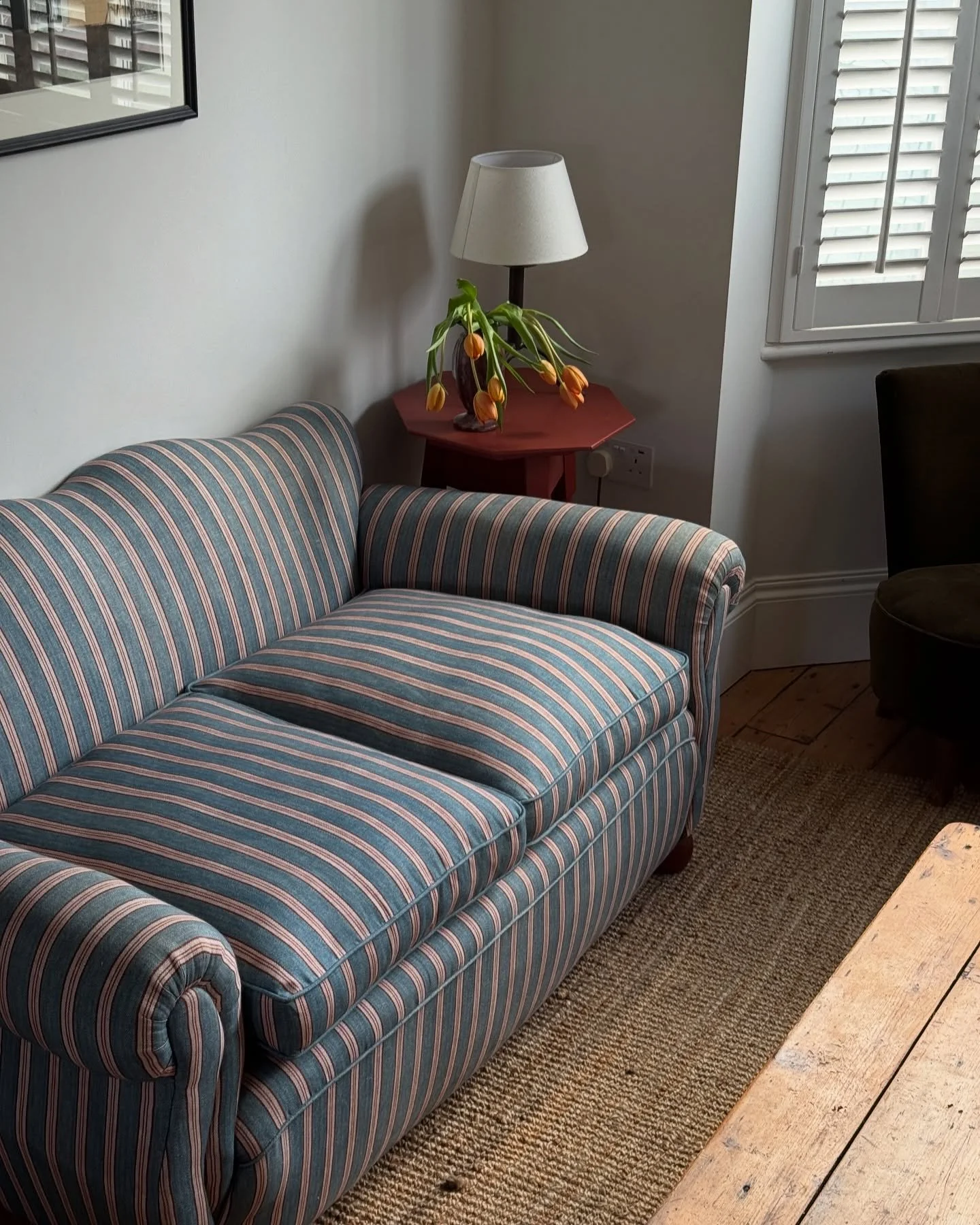 Our Christmas present from us to us was to finally get our sofa cushions remade and switch from foam to feather! Scroll to the end to see what it looked like with foam cushions, and what it looked when we bought. 

I&rsquo;m a lot happier about it th