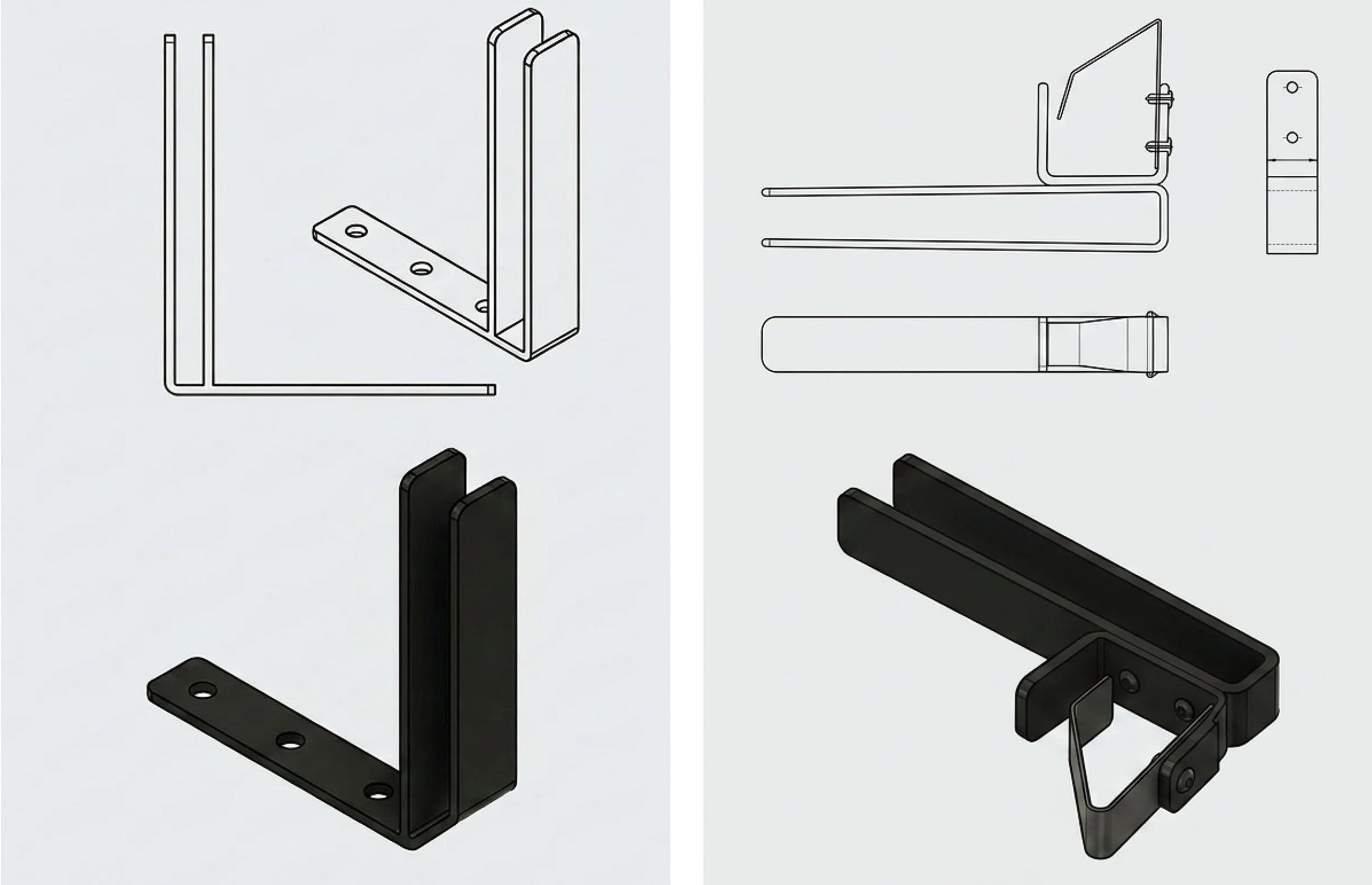 Tischadapter für Monk Tischtrennwand: Smart-Adapter Klemmsystem und L-Adapter geschraubt, schwarz