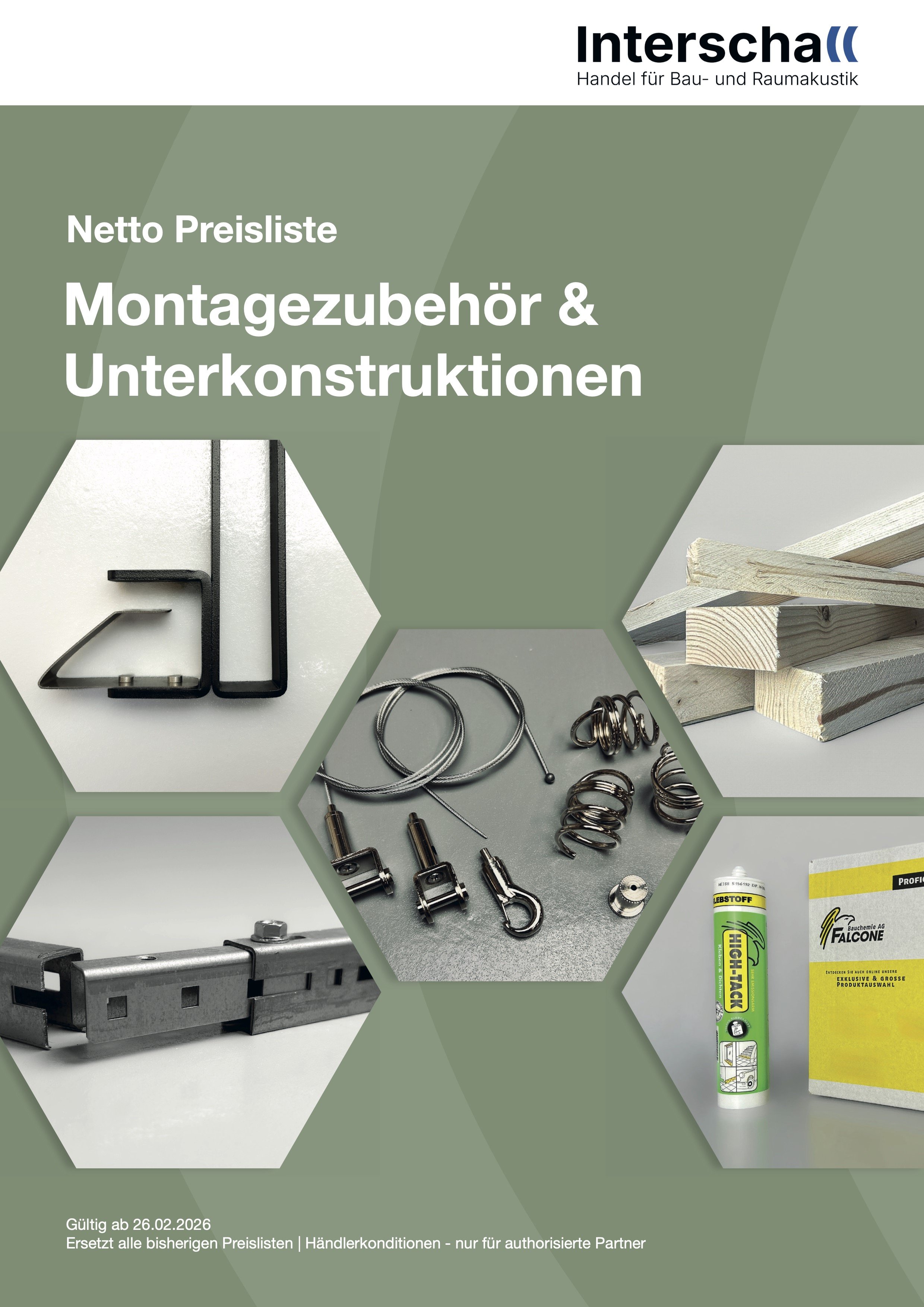 Netto-Preisliste Montagezubehör und Unterkonstruktionen von Interschall