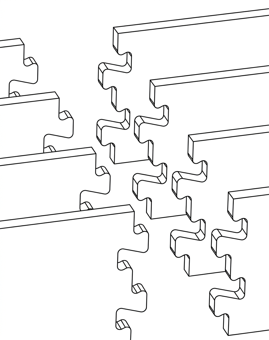 Puzzle-Verbindung der Intersonic™ Baffle für nahtlose, endlose Baffelflächen im m²-System