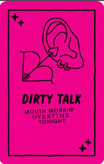 Pink poster with a line drawing of a woman's face and a hand holding a cigarette. Text reads "Dirty Talk" and "Mouth Workinβ Overtime Tonight."