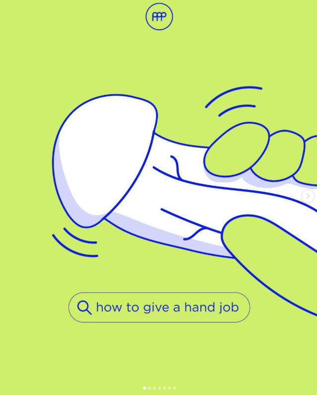 Illustration of a hand giving a thumbs-up gesture with the text "how to give a hand job" below, set against a light green background.