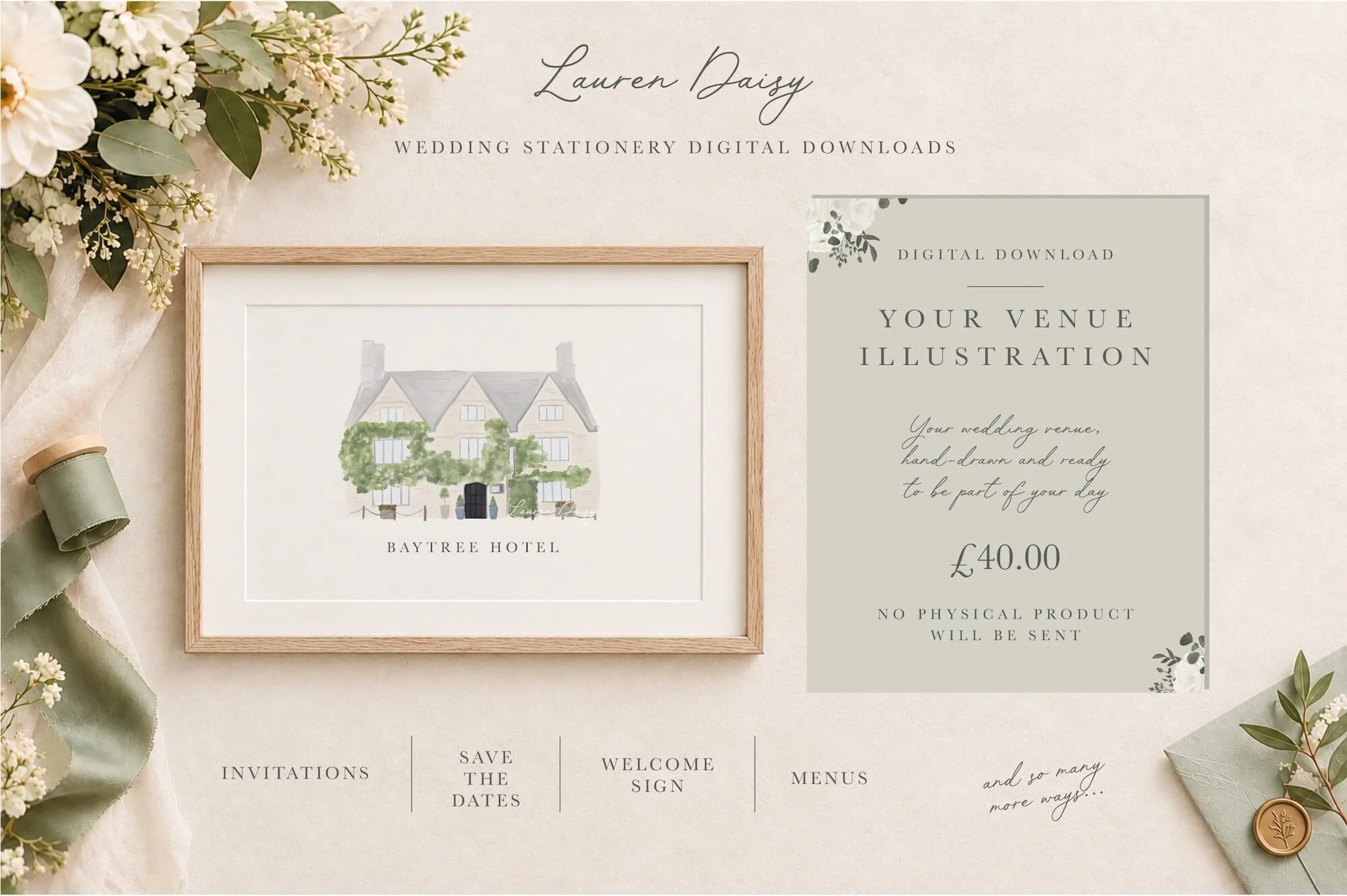 Baytree Hotel Wedding Venue Illustration | Digital Download