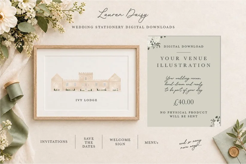 Ivy Lodge Wedding Venue Illustration | Digital Download