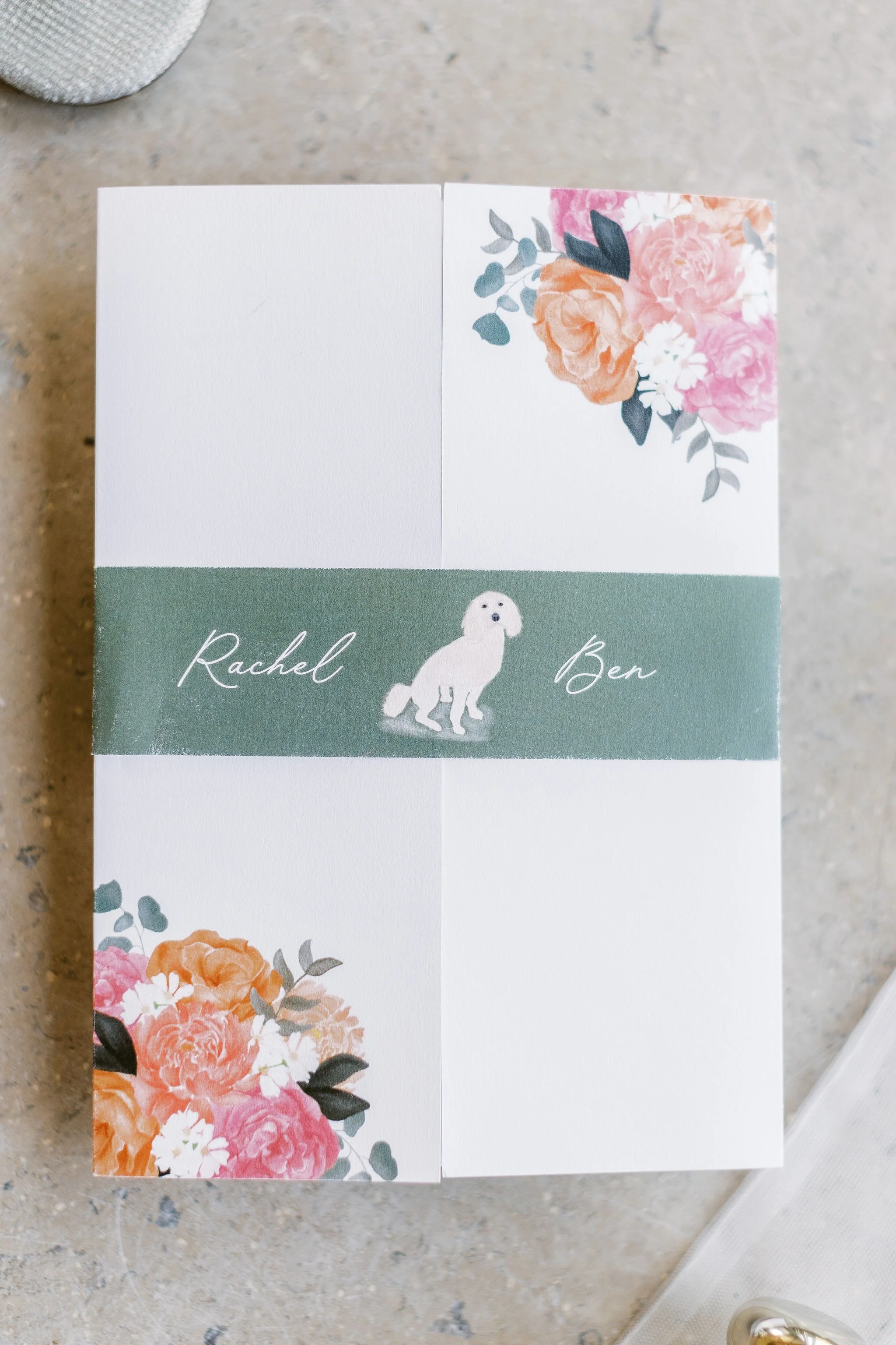 hand drawn dog wedding invitation