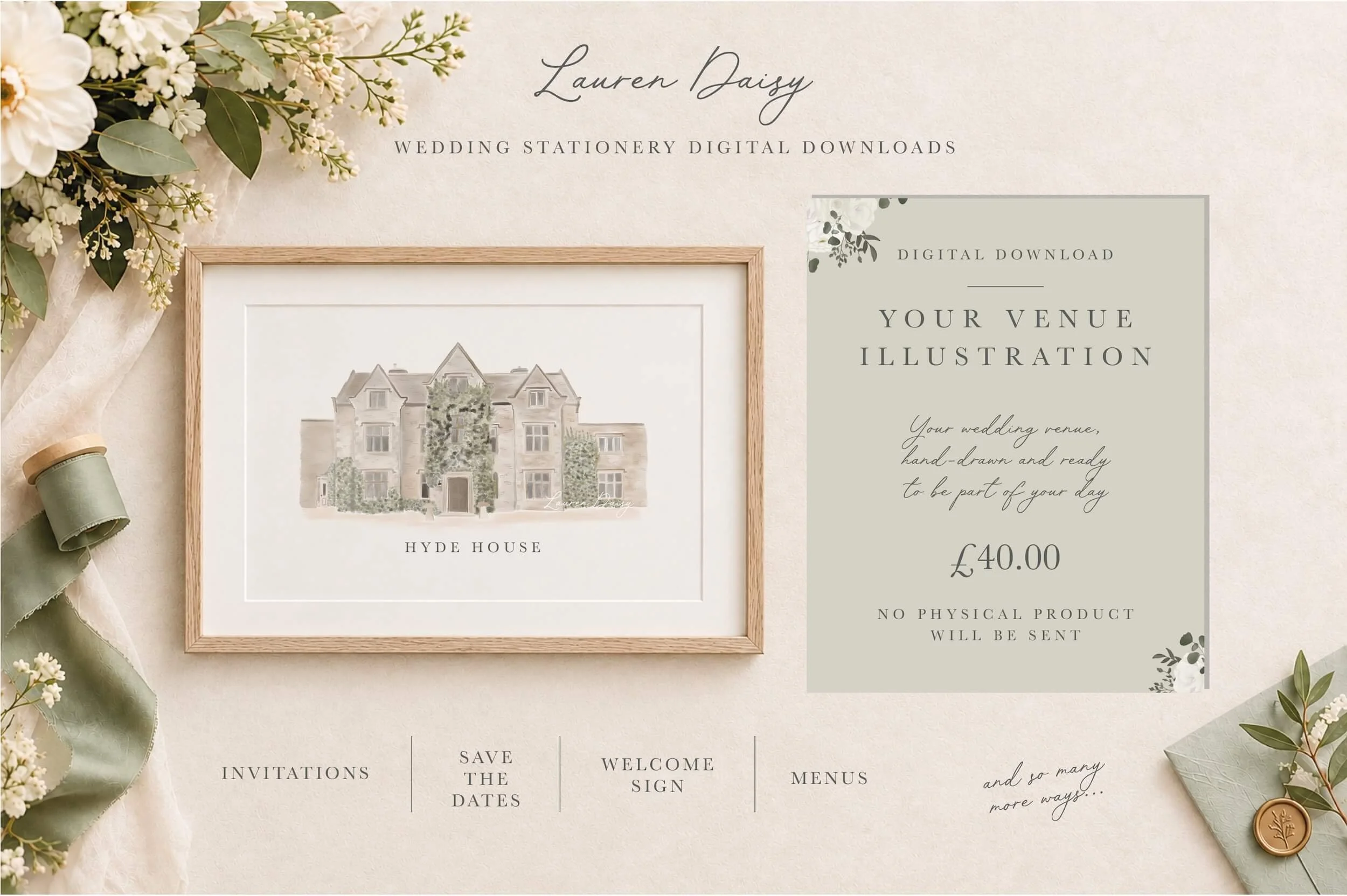 Hyde House Wedding Venue Illustration | Digital Download