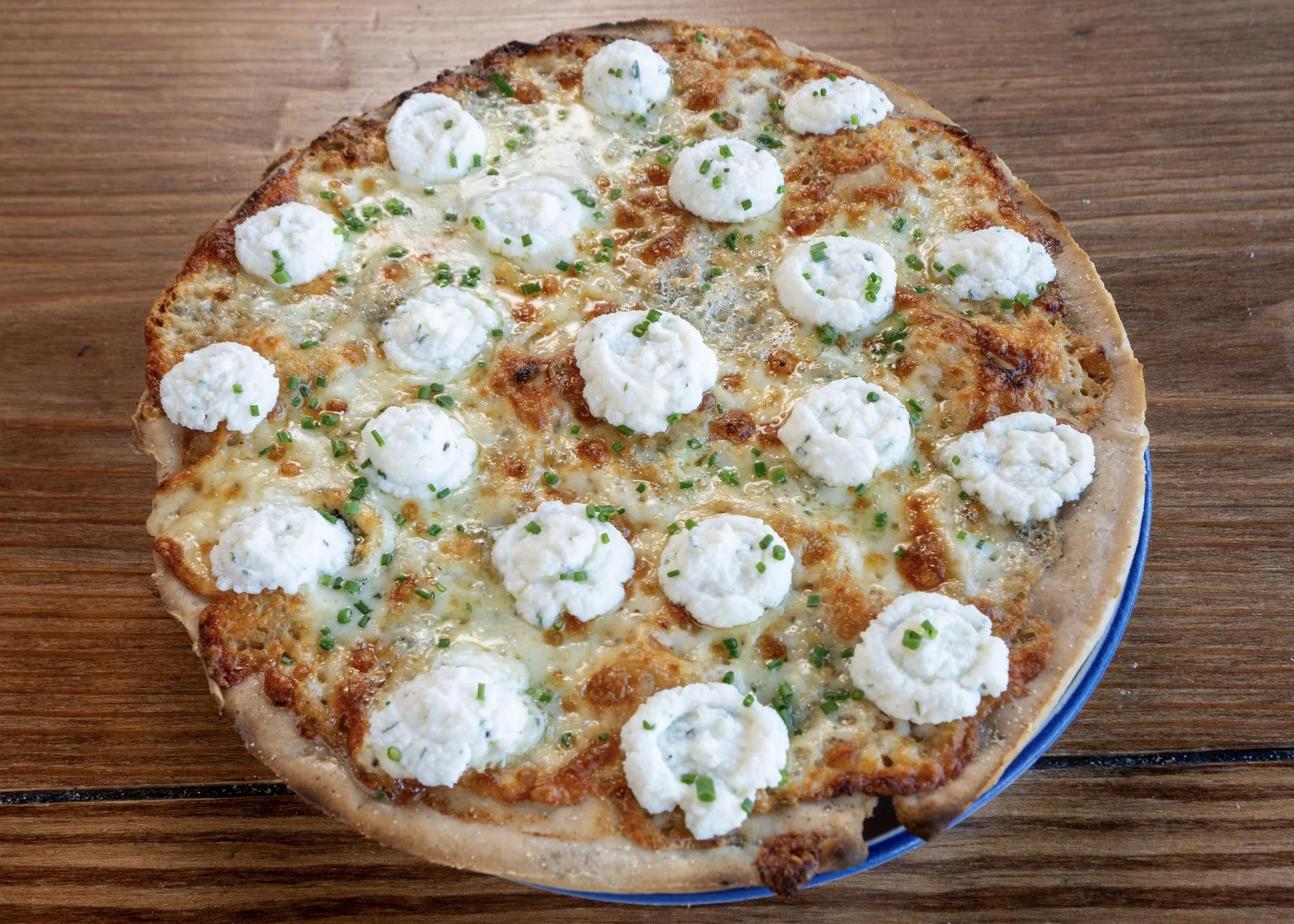 gluten free white pizza served fresh