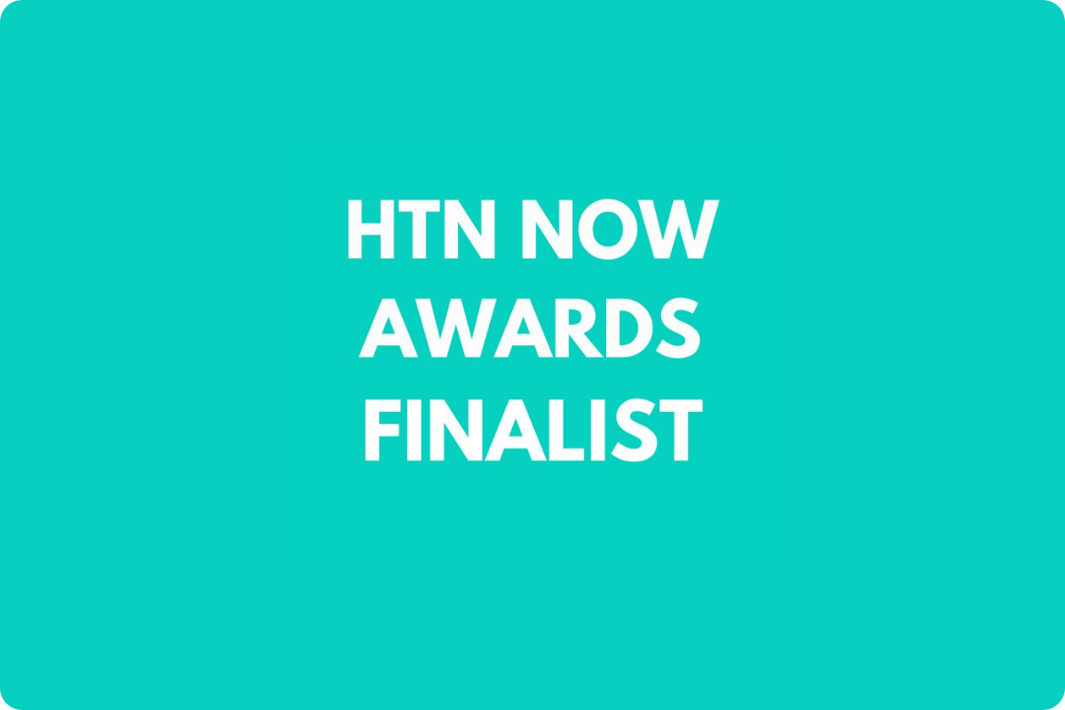 HTN NOW Awards Finalist logo on a turquoise background.