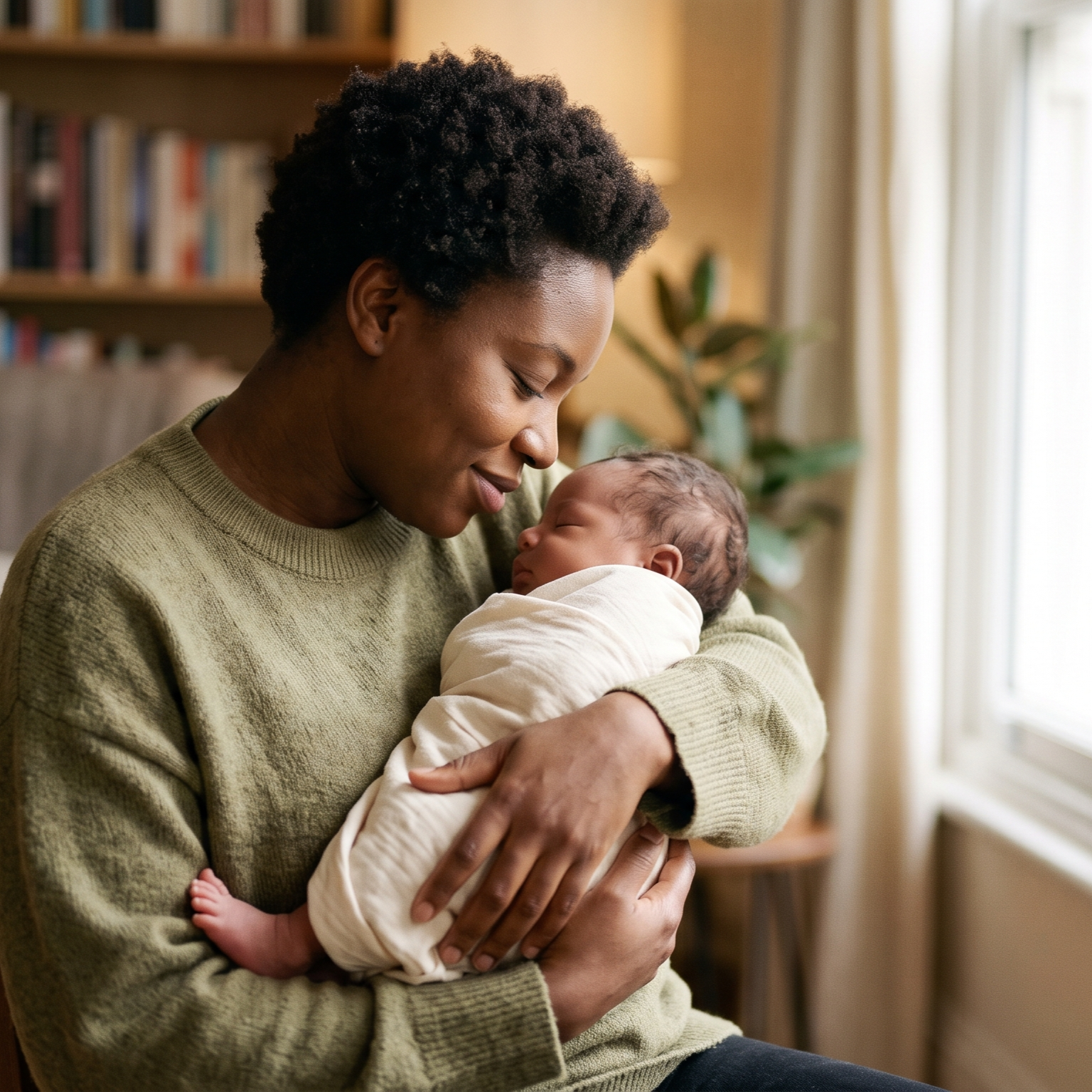 Woman holding a baby