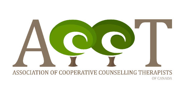 Logo of the Association of Cooperative Counselling Therapists of Canada with green swirls forming the middle of the letters 'A' and 'T'.