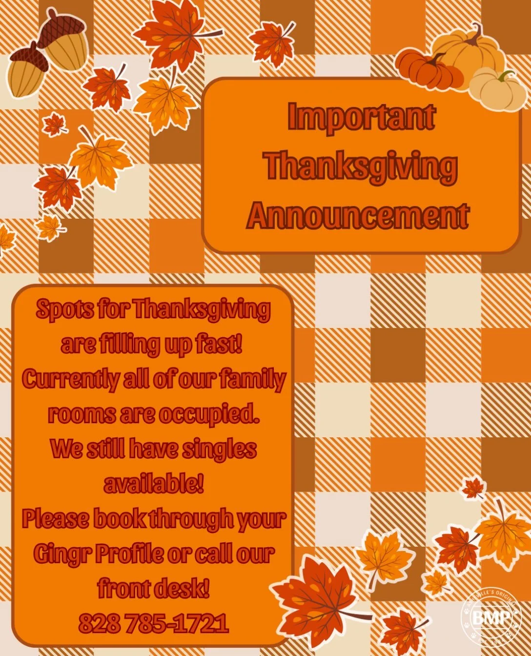 BOOK NOW!!!

Barkmore is filling up for Thanksgiving Week!🍁🦃

Please book through your Gingr App or through our front desk😊

#barkmorepark #thanksgiving #ashevillenc