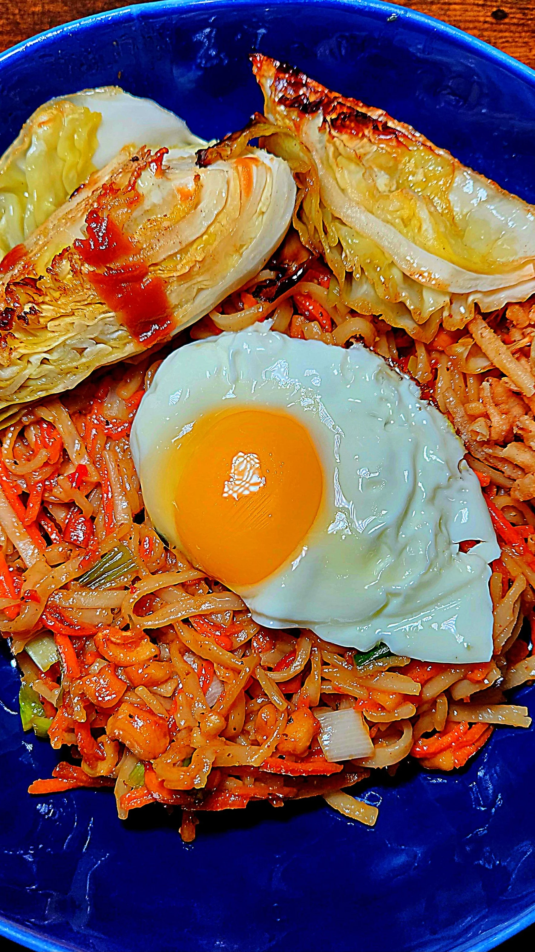 Miso Butter Braised Cabbage w/ Lo Mein