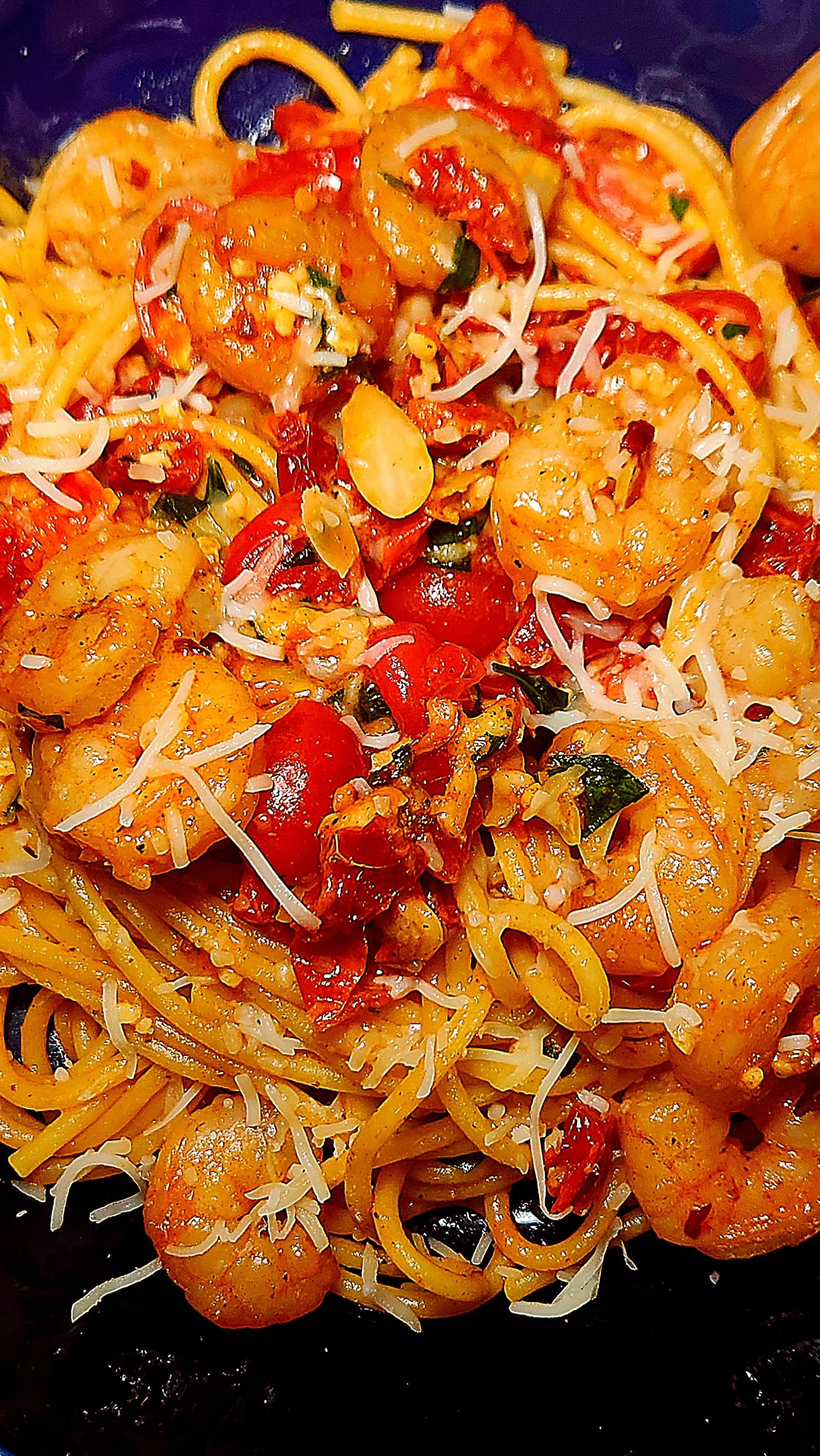 Sun Dried Tomato Spaghetti W/ Shrimp