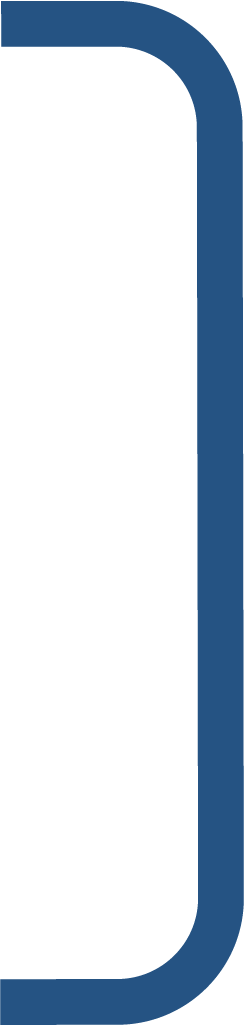 A thick, vertical blue bracket with rounded corners on a white background, appearing on the right side of the stats for how many CM Collaborative projects have been completed on time.