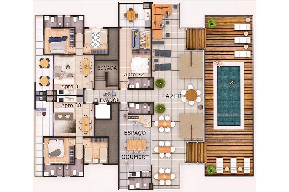 Planta Humanizada do Edifício J. Saboia, em Ubatuba