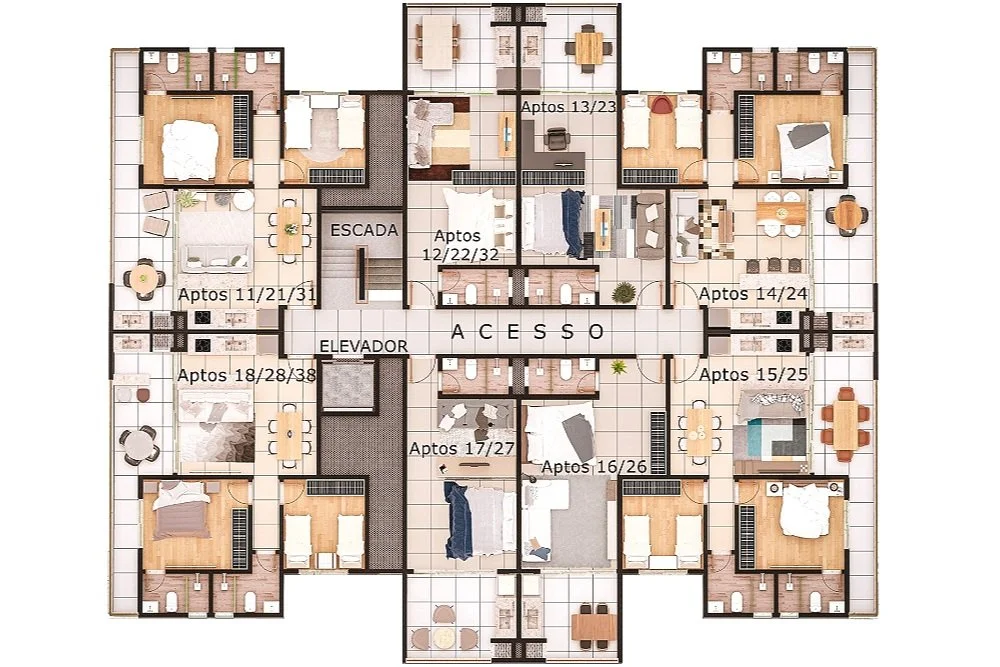  Pavimento tipo do Edifício J. Saboia, em Ubatuba