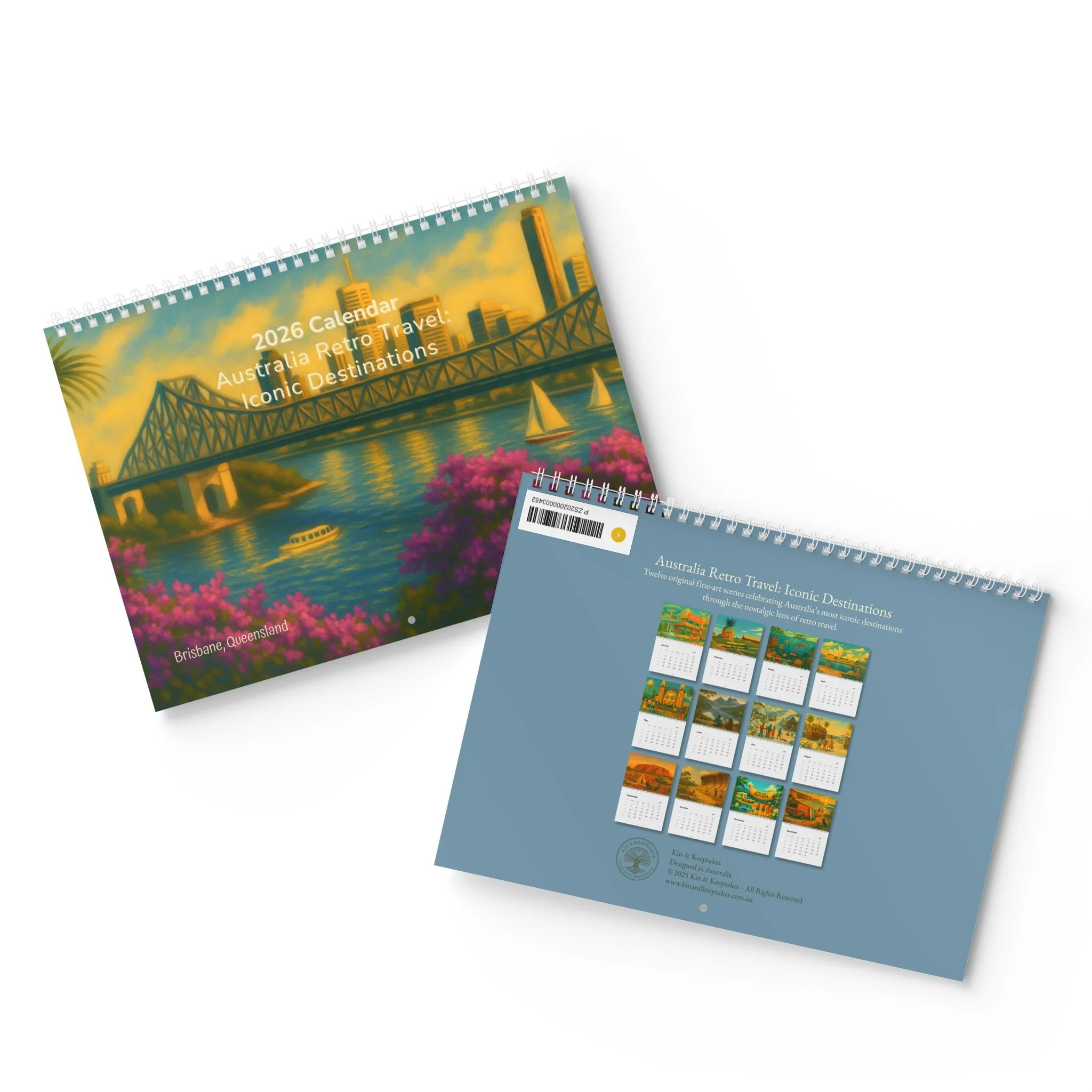 Art Calendar (2026): Australian Iconic Destinations, Retro Travel Series