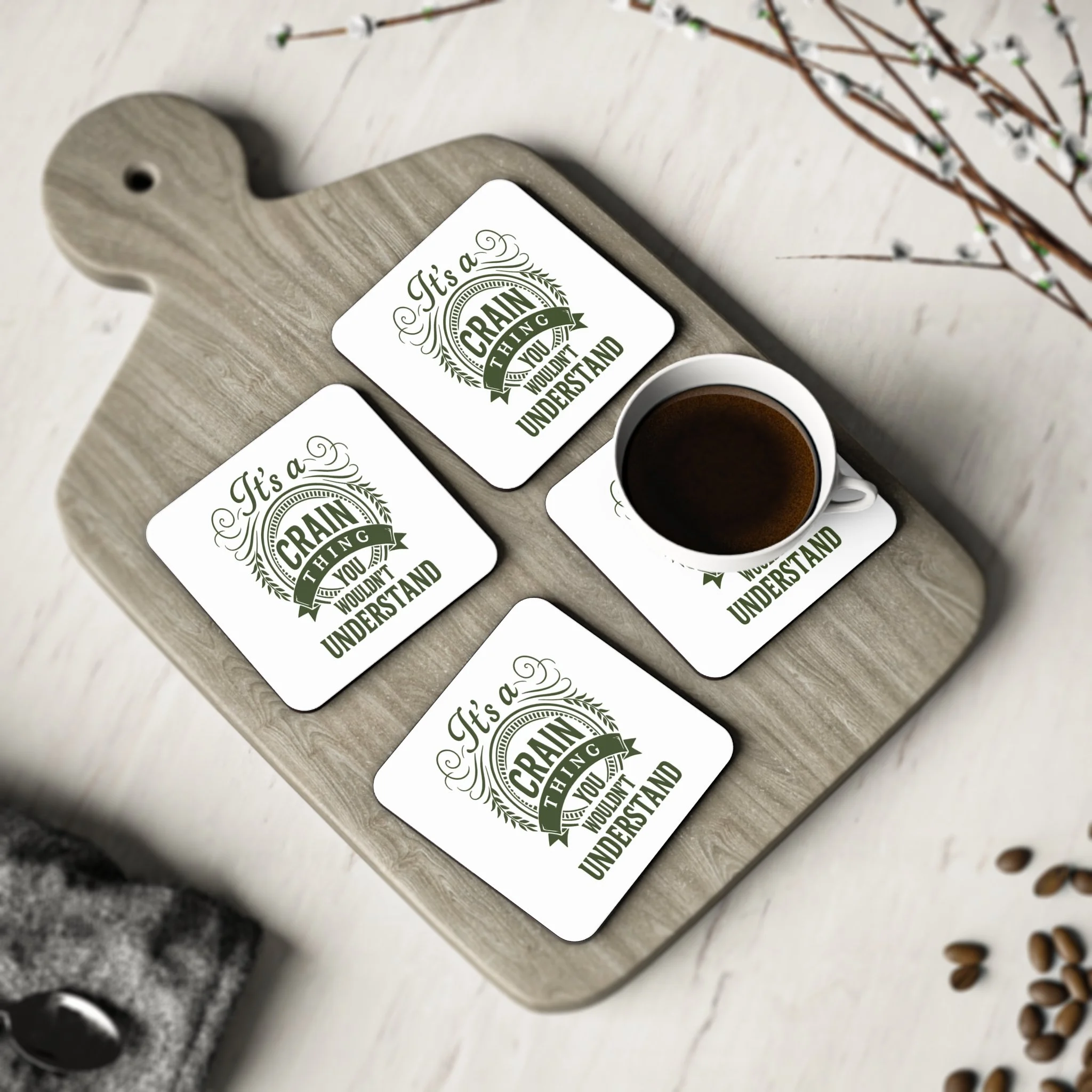 "It's A Crain Thing" Drink Coaster Set