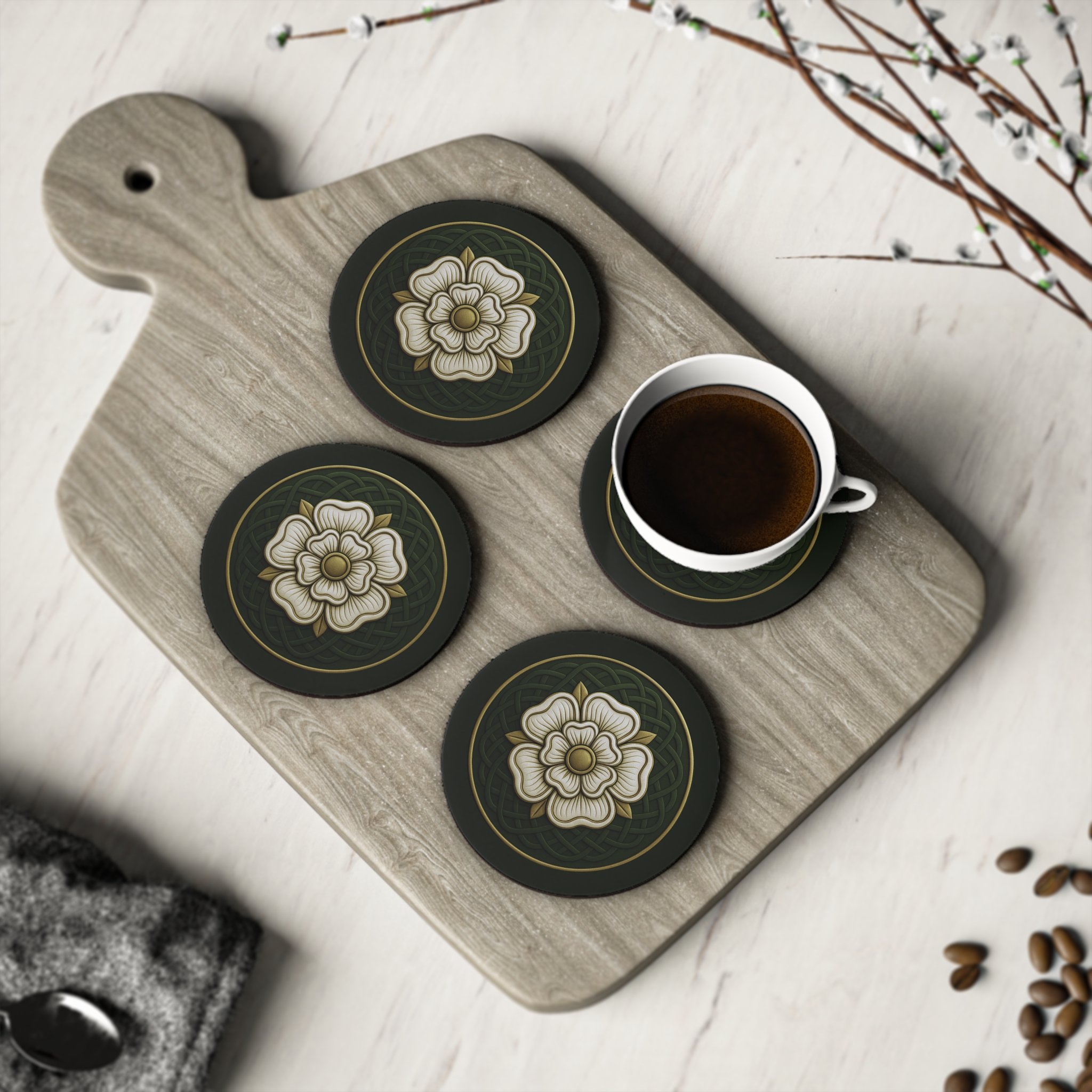 Irish Celtic Rose Drink Coaster Set