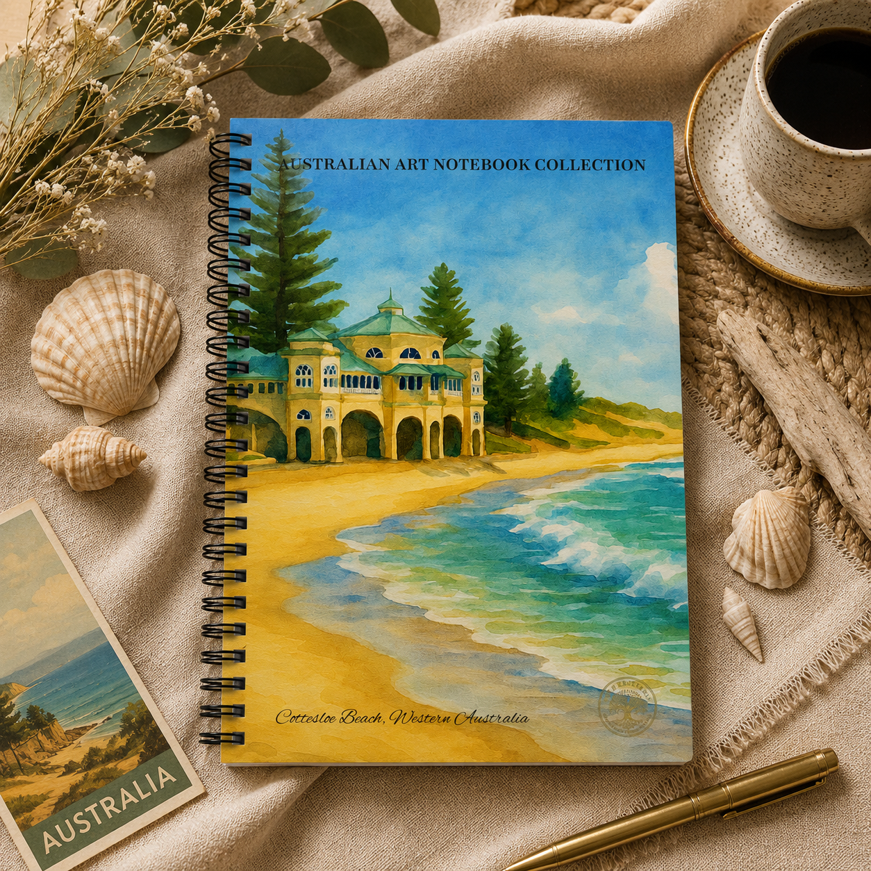 Cottesloe Beach, Australian Notebook Collection - Beach Escapes, Australian Retro Travel Series