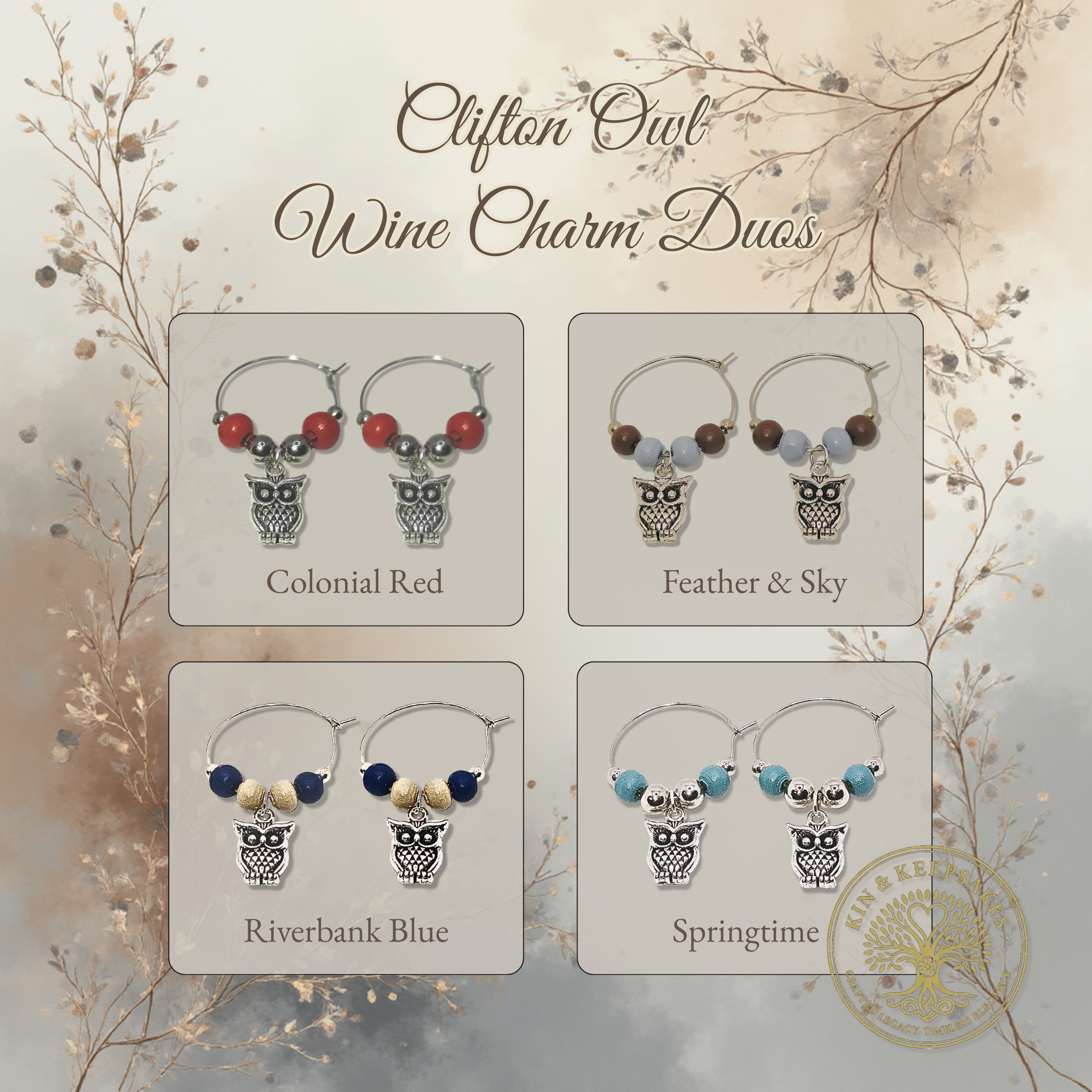 Clifton Loft Owl Wine Charm collection