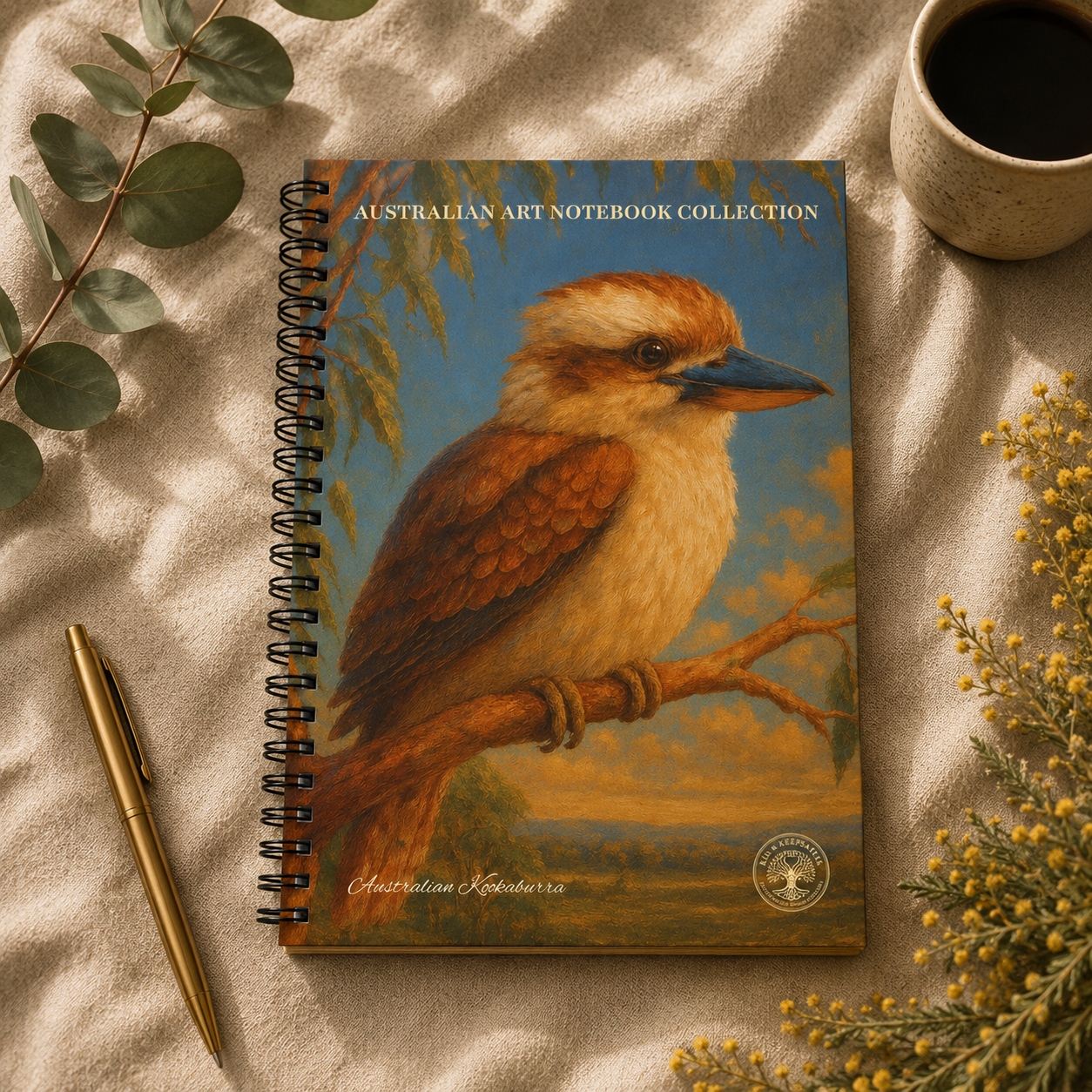 Kookaburra in a Gum Tree, Australian Notebook Collection - Flora & Fauna, Wild Kin Series