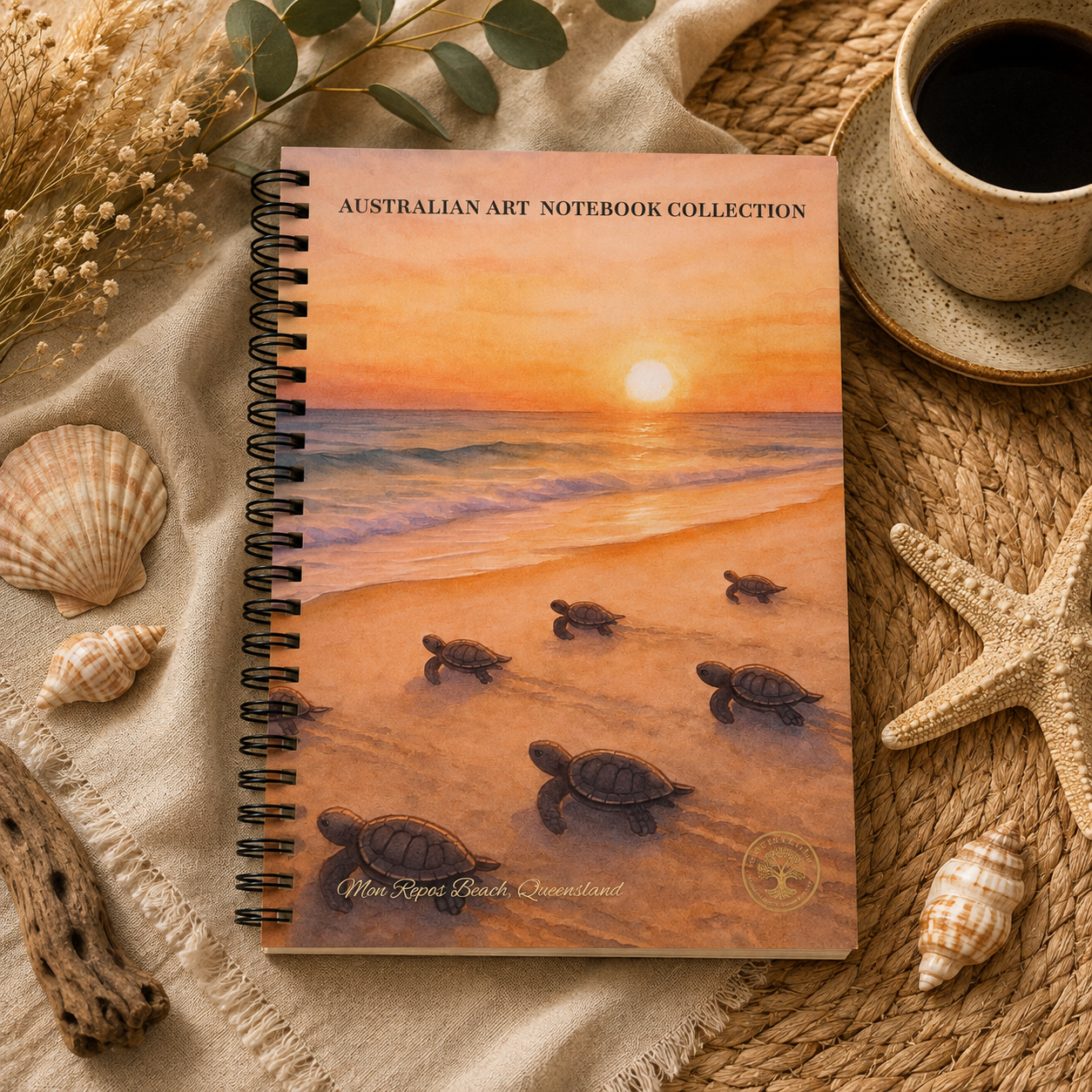 Mon Repos Beach, Australian Notebook Collection - Beach Escapes, Australian Retro Travel Series