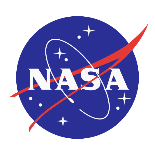 NASA logo with a dark blue circle, white stars, and a red swoosh.