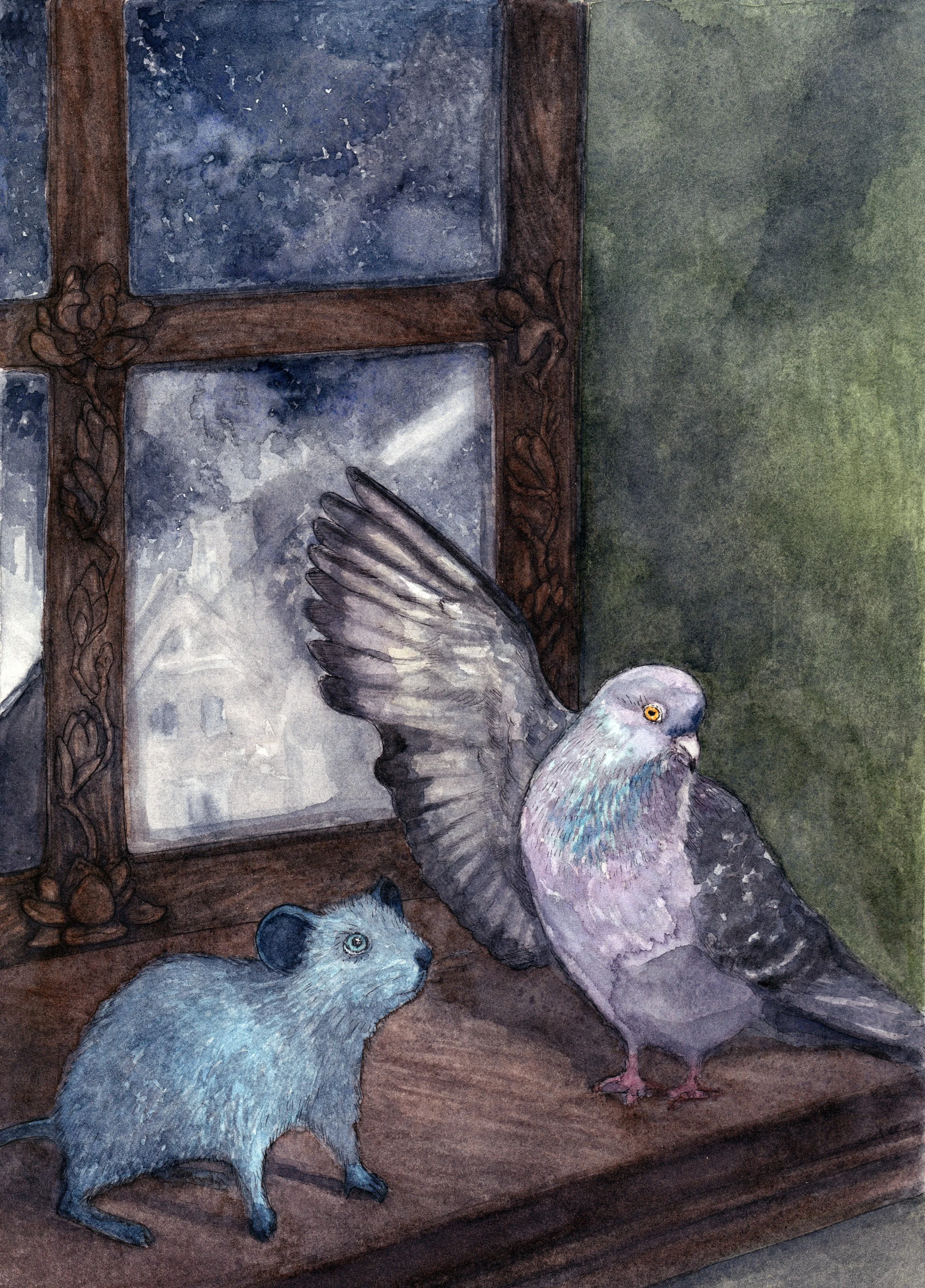 Ceylon talking to the pigeon