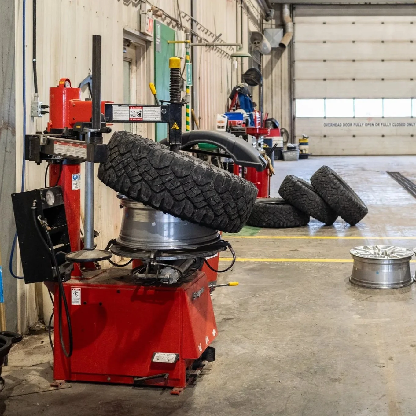 Light truck tire installation and balancing in IRON 5 service shop