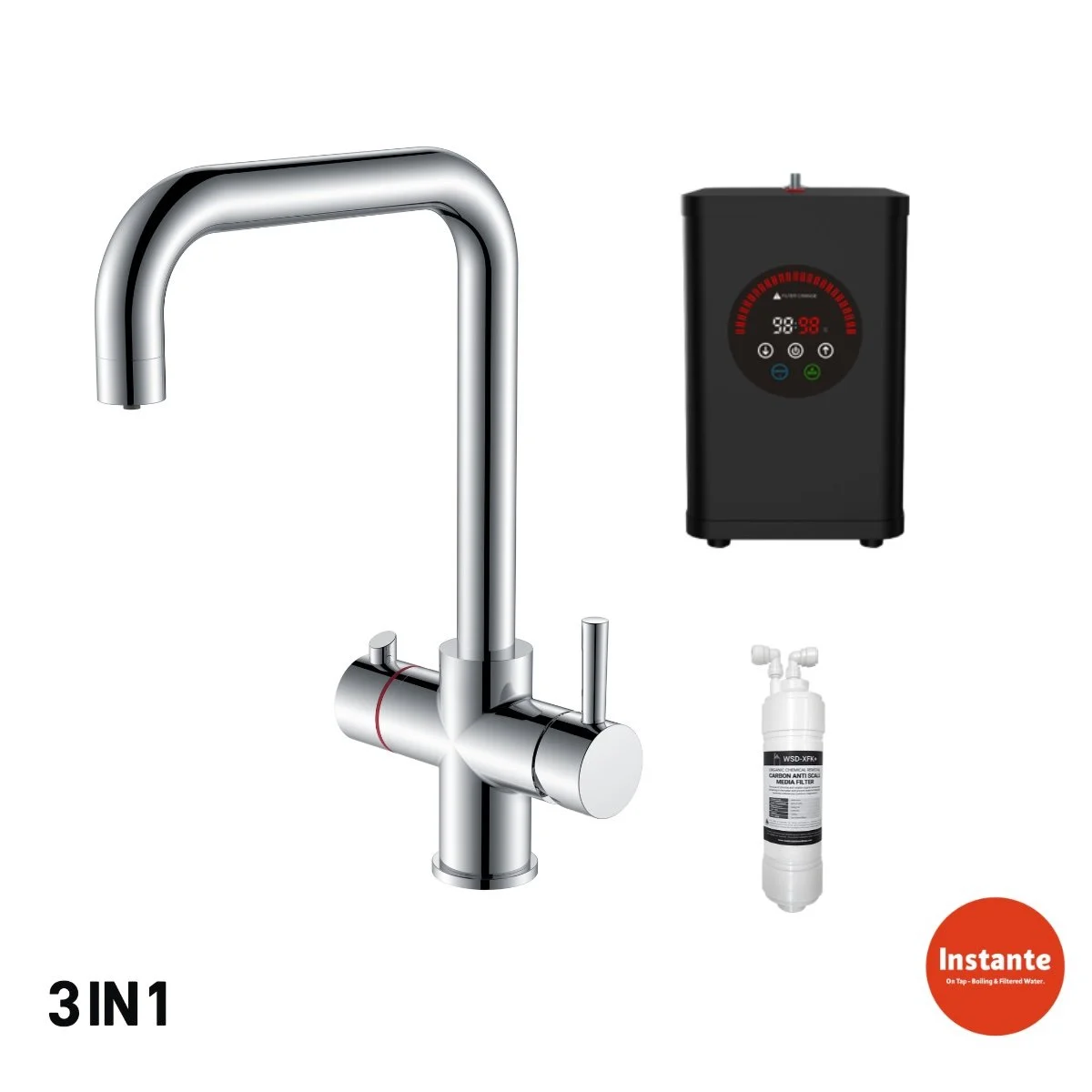 Quadro Brushed Nickel 3 in 1 on Tap Boiling System