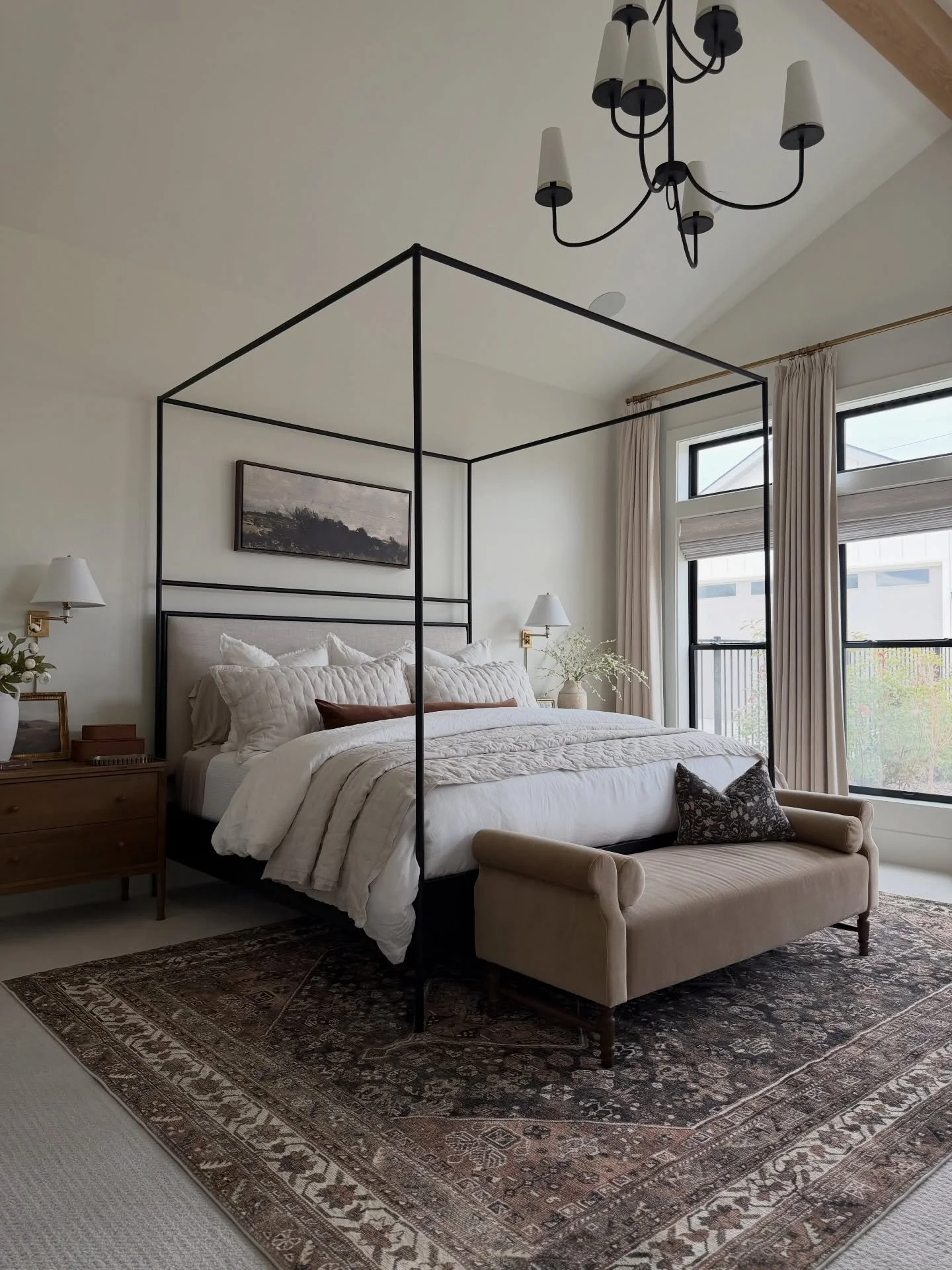 Swipe through and SAVE - our soft &amp; cozy primary bedroom lately 🤍
When I saw this new Nessa CloudPile rug from @joonloloi I knew it was meant for our bedroom&hellip;the apricot/olive colorway is so beautiful and grounds the space perfectly&helli