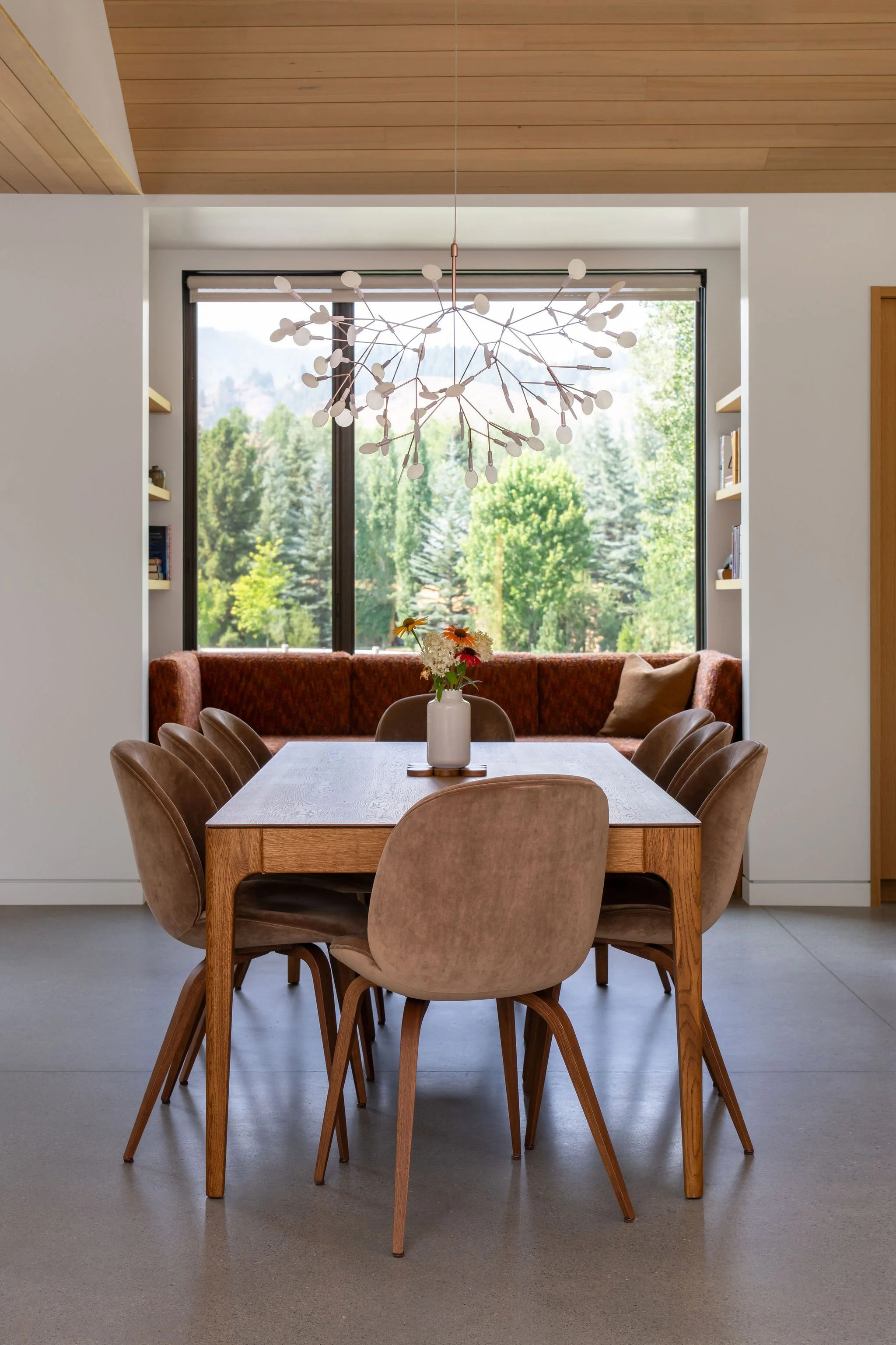 modern dining room with a view