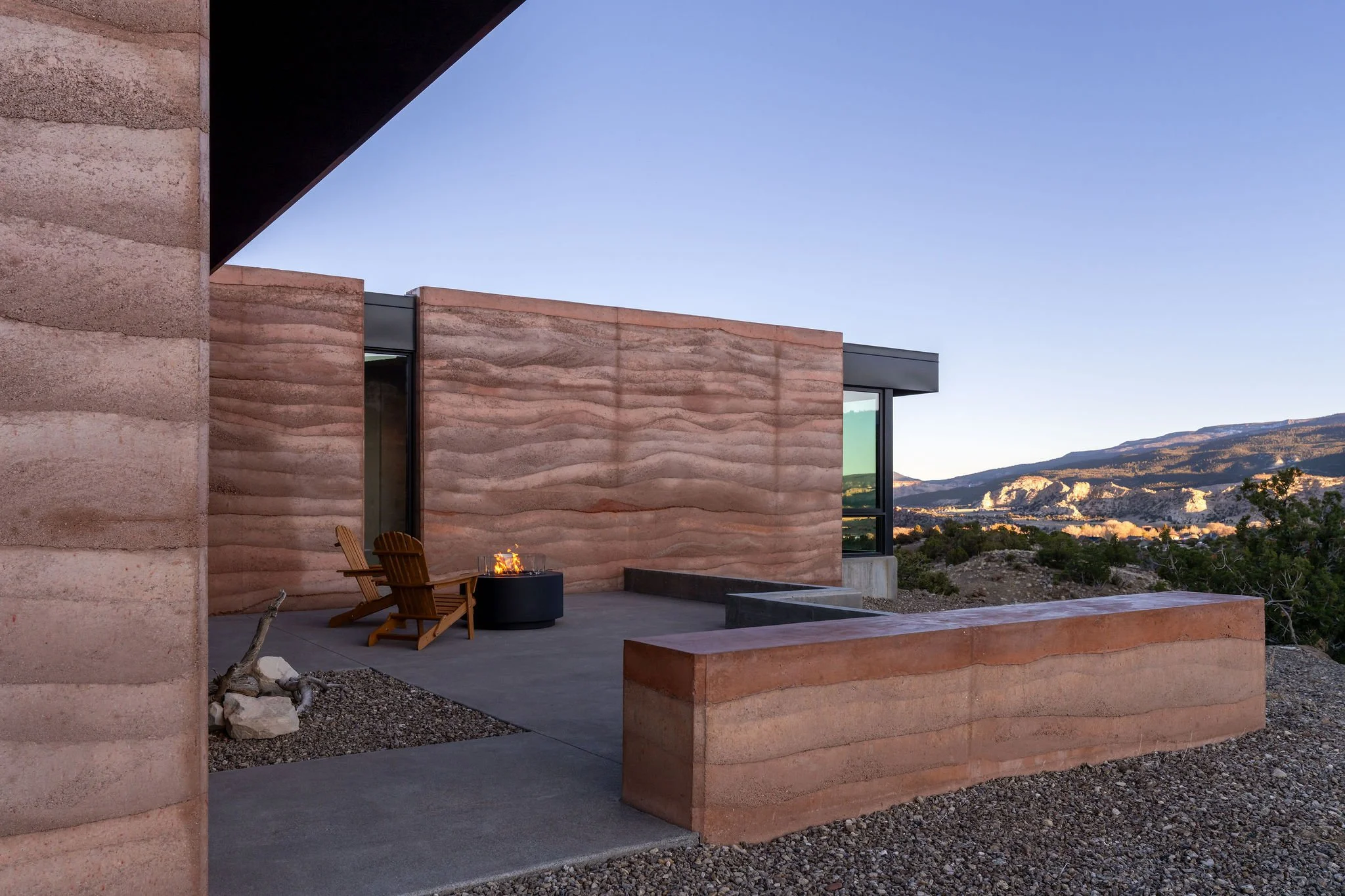 firepit in an outdoor courtyard