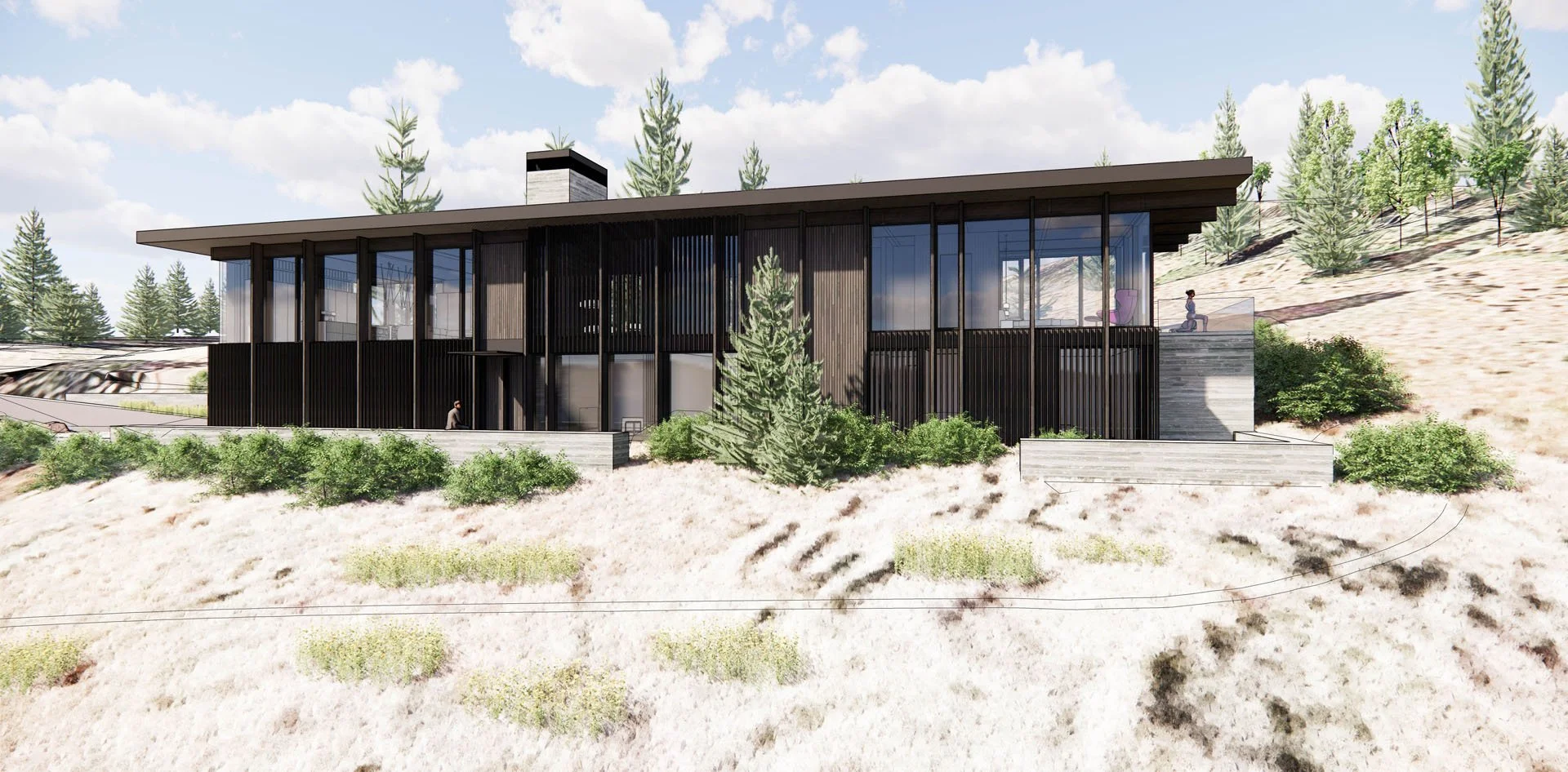 Rendering of a modern ski-in/ski-out home high on the resort, White Pines, Park City, Utah.