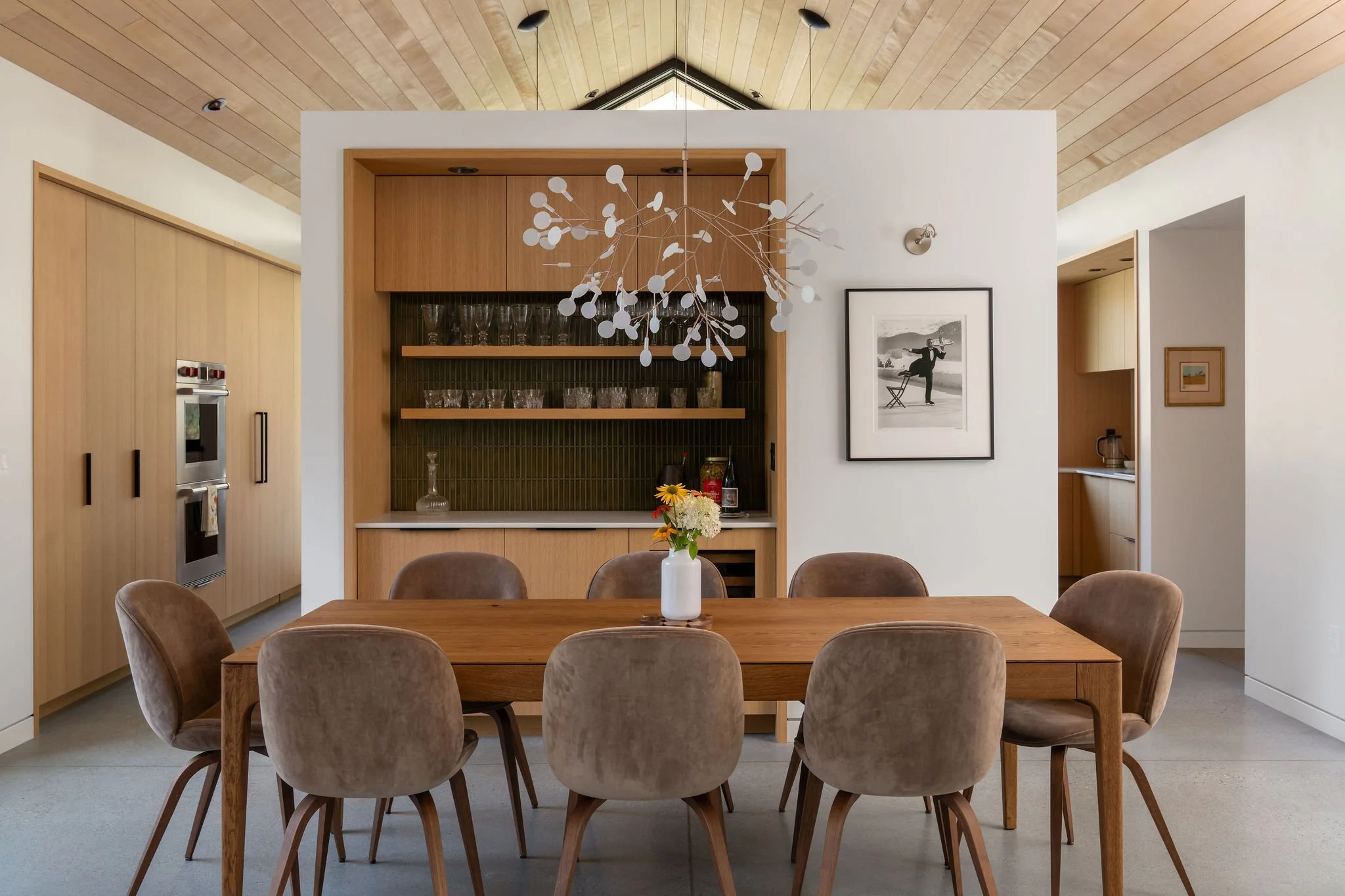 high end dining room with bar
