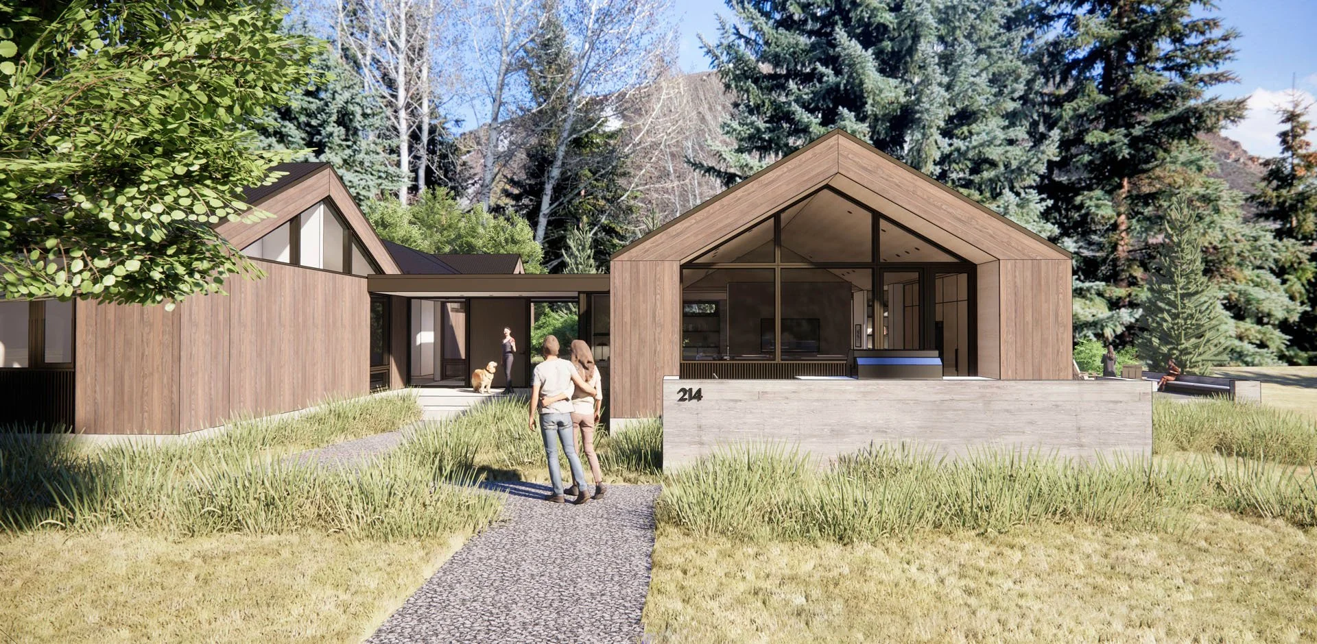 Rendering of a modern mountain home near Sun Valley, Lake Creek, Ketchum, Idaho.