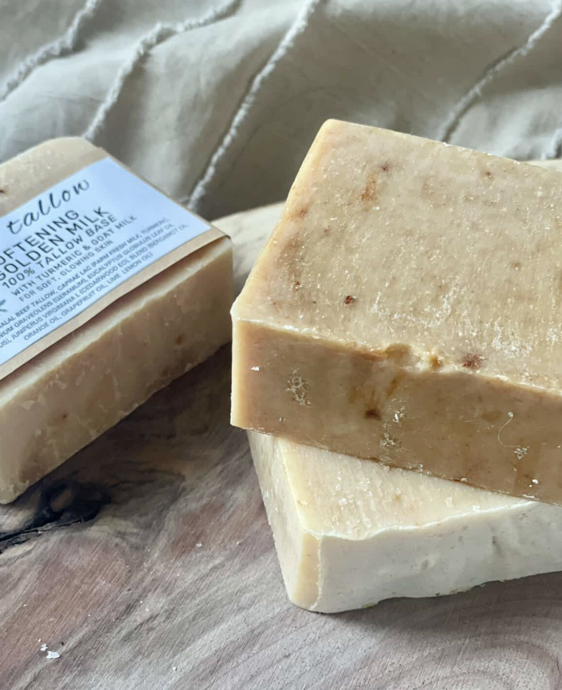 Softening Golden Milk Soap in 100% Tallow Base