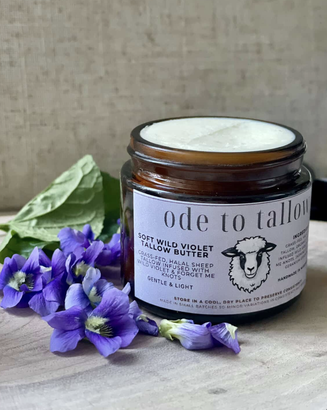 Soft Wild Violet Face & Body Butter with Halal & Grass-fed Sheep Tallow