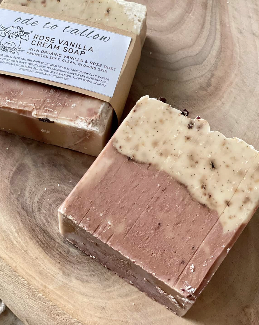 Rose Vanilla Cream Soap | With Halal & Grassfed Beef Tallow