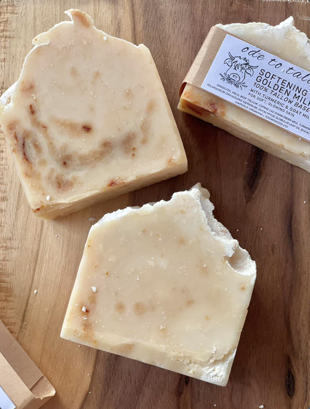 Softening Golden Milk Soap in 100% Tallow Base